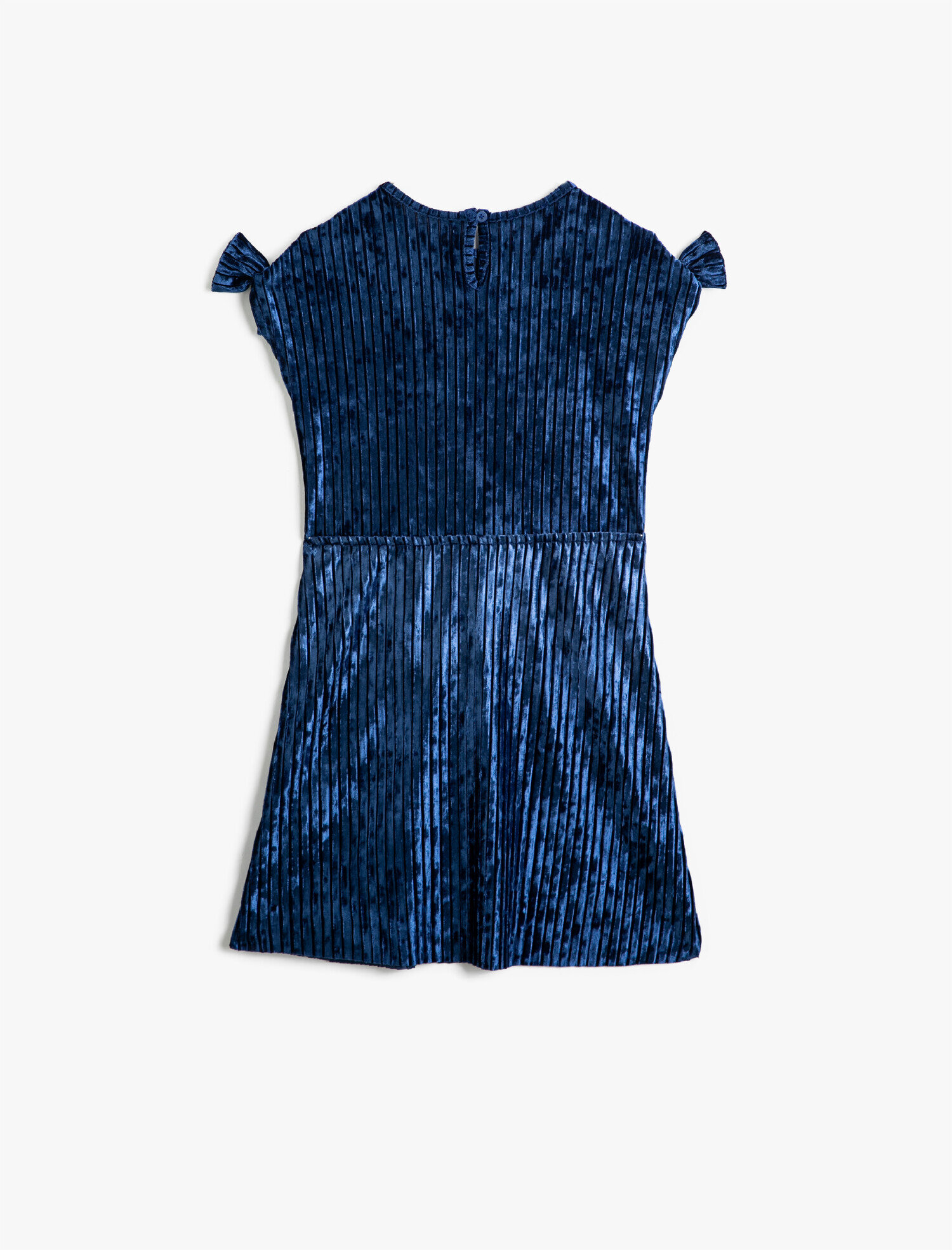  Kız Çocuk Kısa Kollu Fiyonklu Kadife Elbise