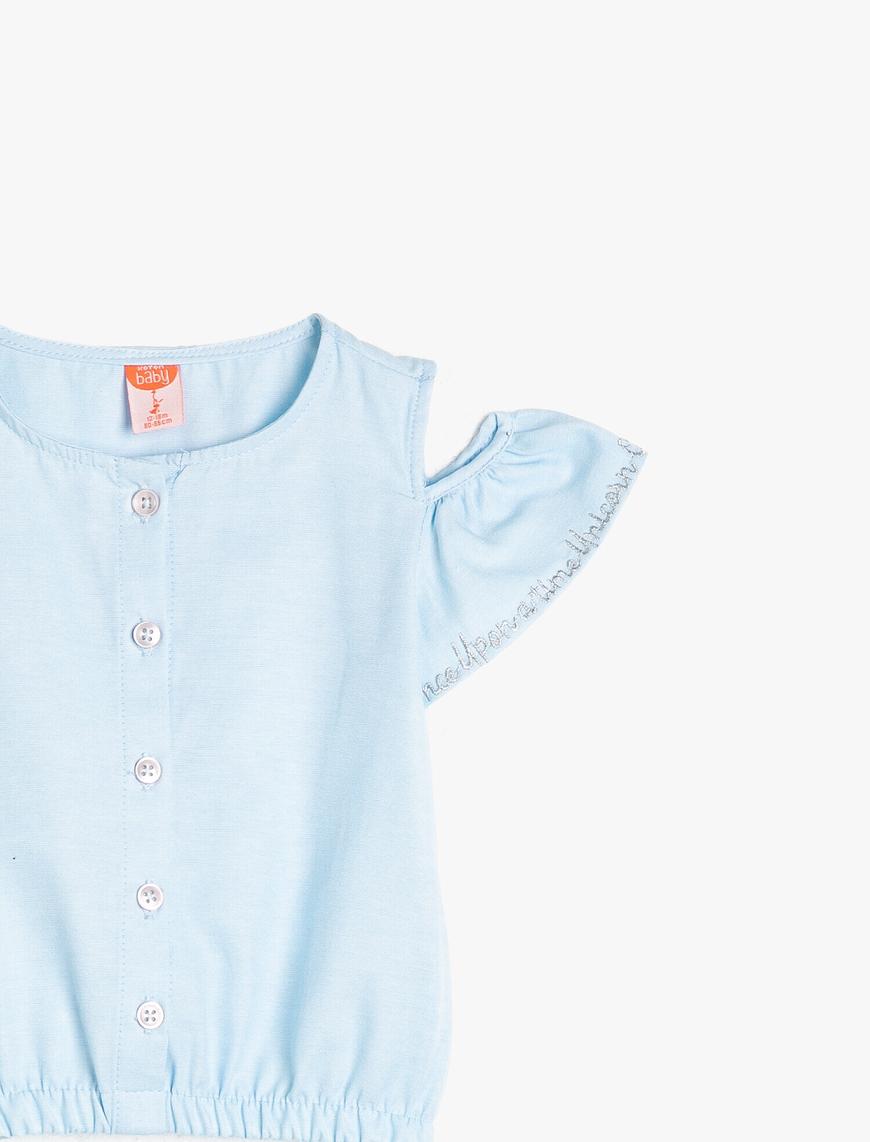  Kız Bebek Düğme Detaylı Bluz