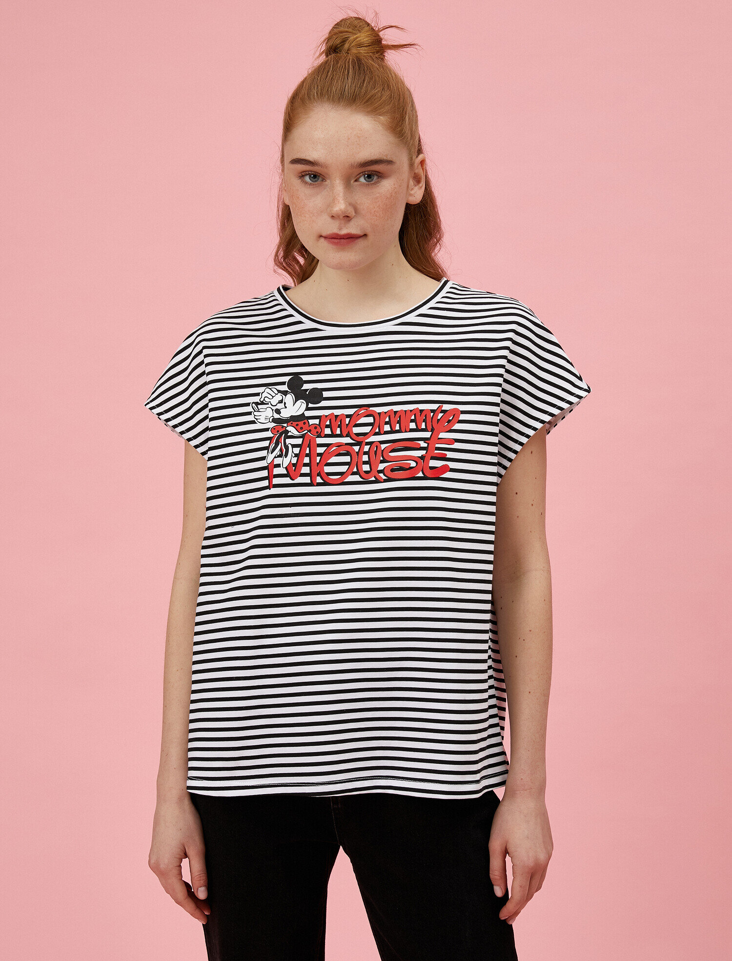   Mickey Mouse Tişört Lisanslı Çizgili Pamuklu