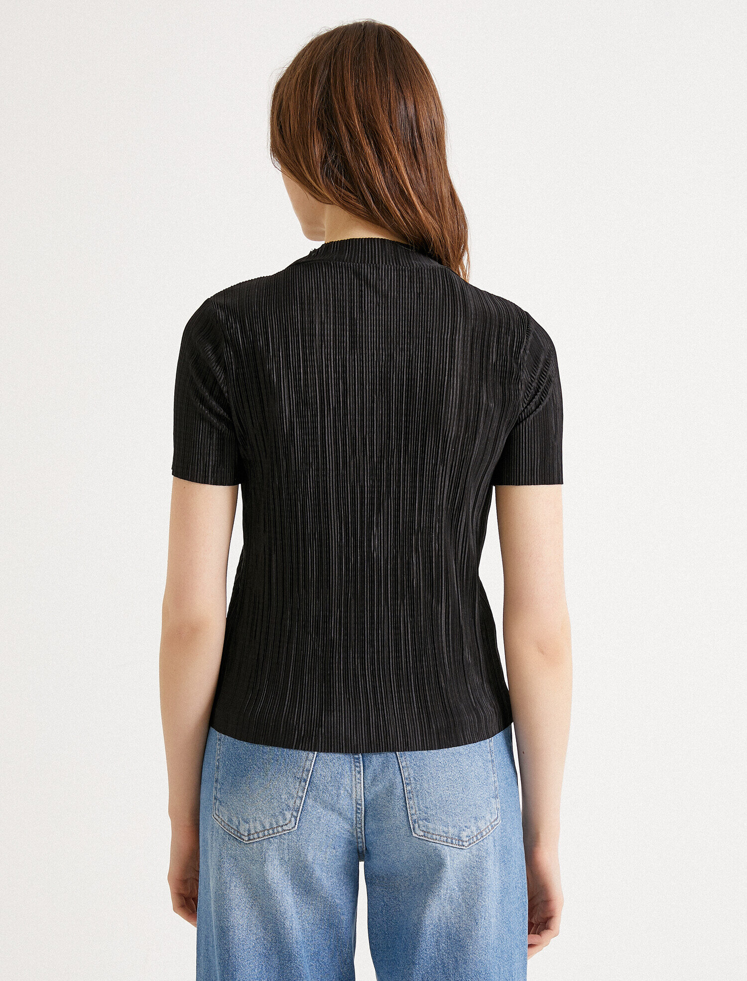   Dik Yaka Tişört Metalik