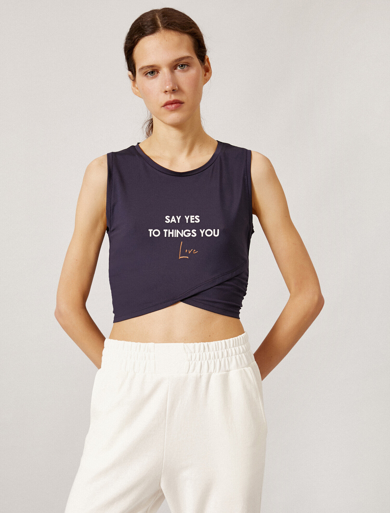   Askılı Atlet Spor Sloganlı Tanktop