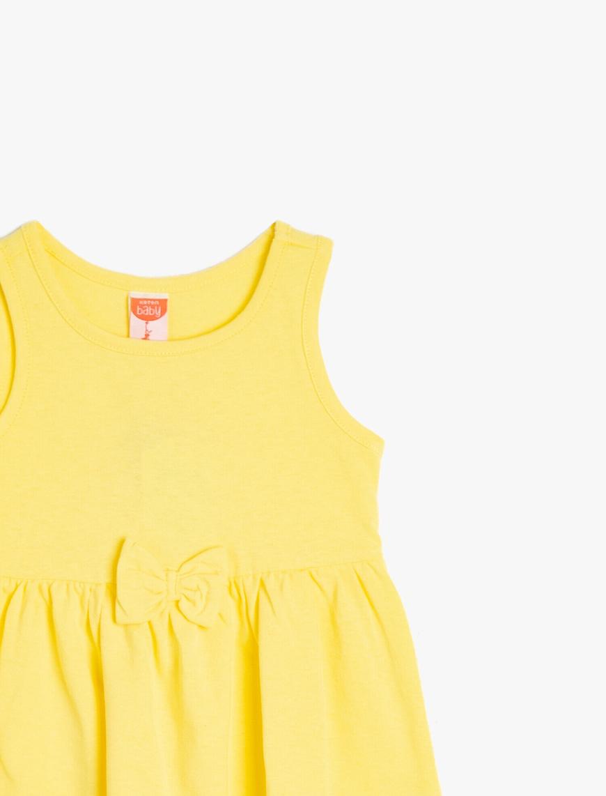  Kız Bebek Kolsuz Fırfırlı Elbise Fiyonk Detaylı