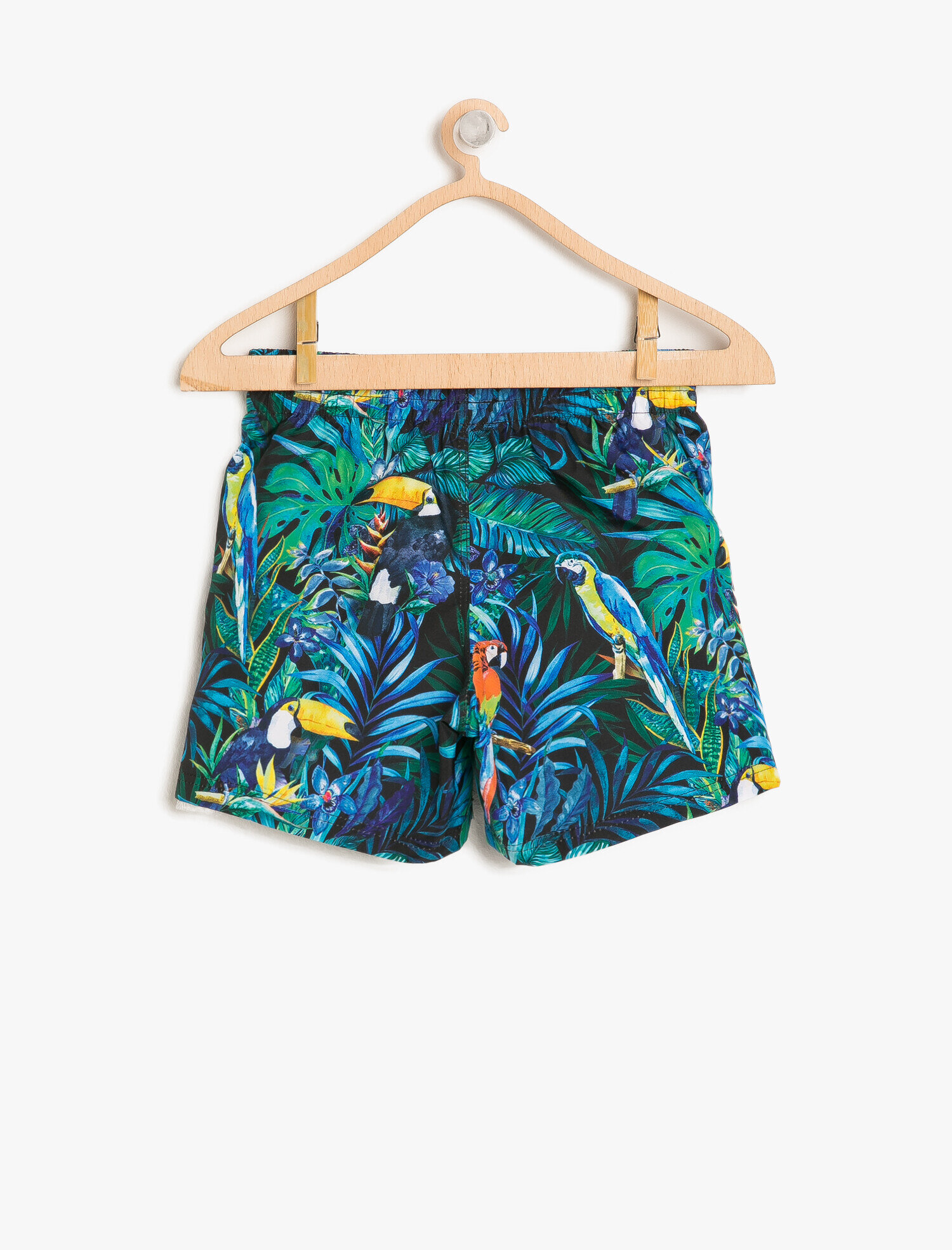  Erkek Çocuk Deniz Şortu Beli Bağlamalı Tropik Desenli