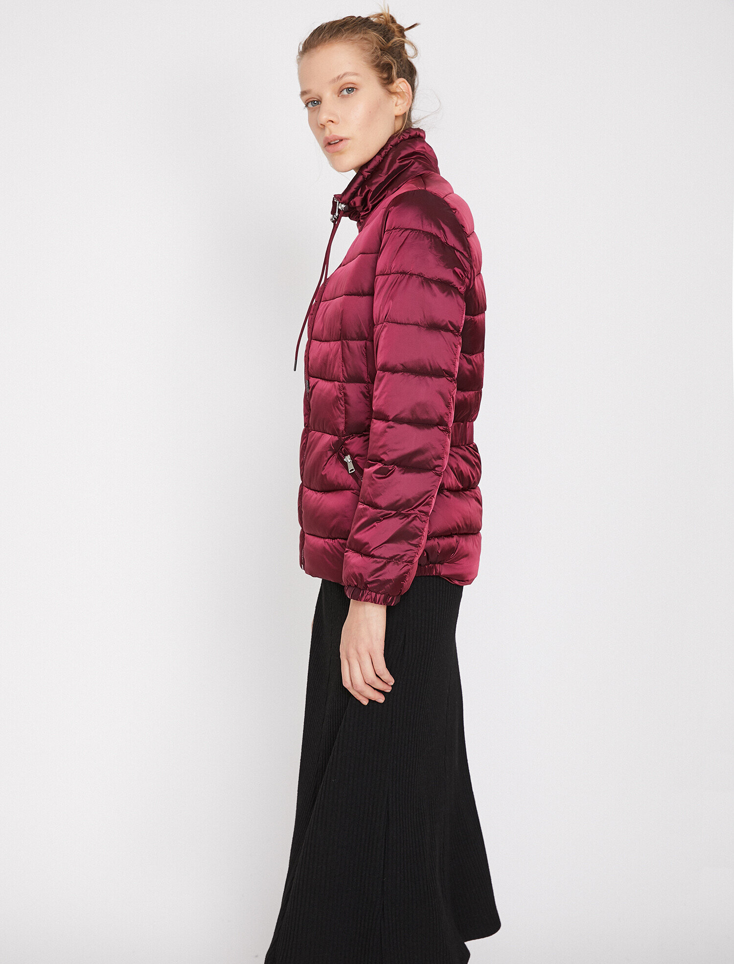   Kapitone Şişme Mont Dik Yaka Cepli