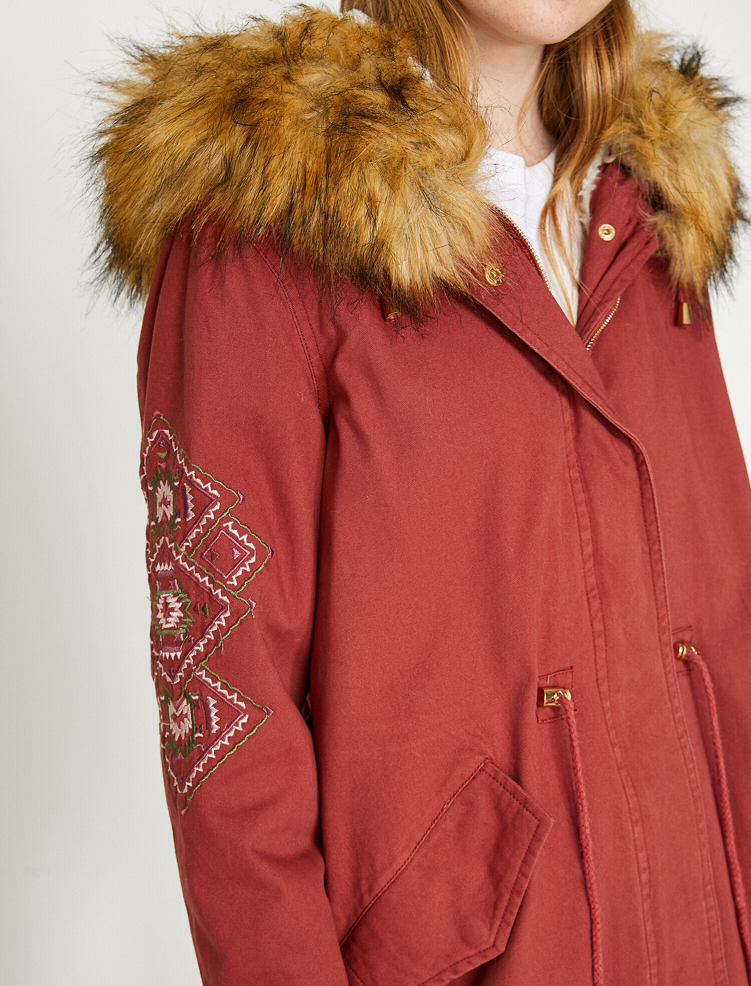   Suni Kürk Kapüşonlu Parka