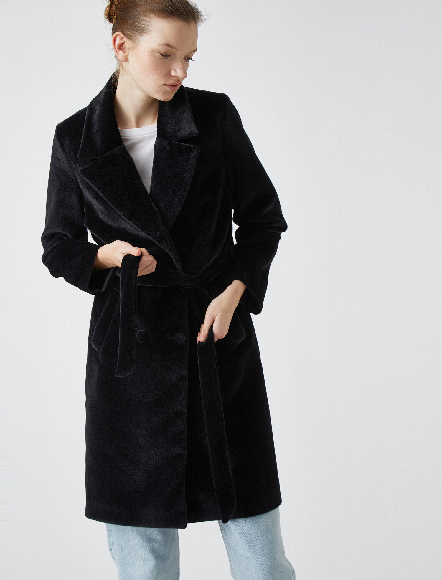   Kemerli Cep Detaylı Kaban