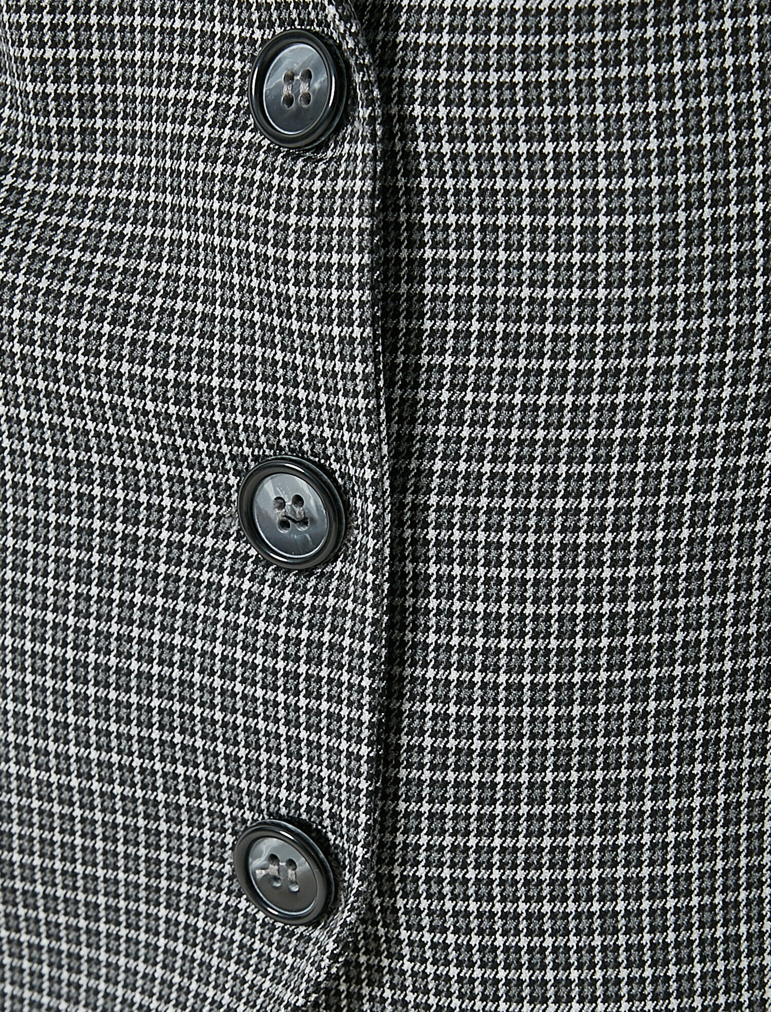   Cep Detaylı Kareli Blazer Yelek