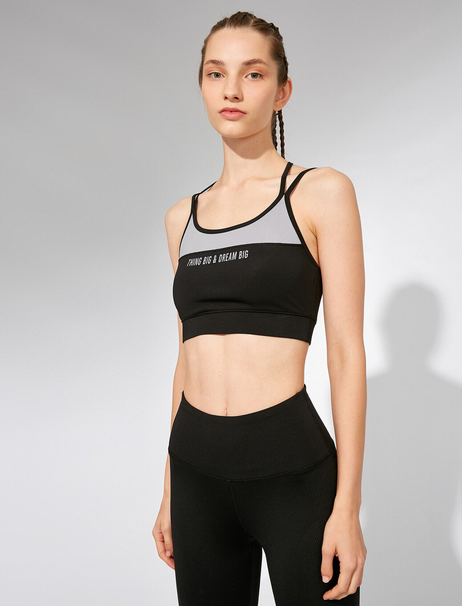   Slogan Baskılı Sporcu Sütyeni