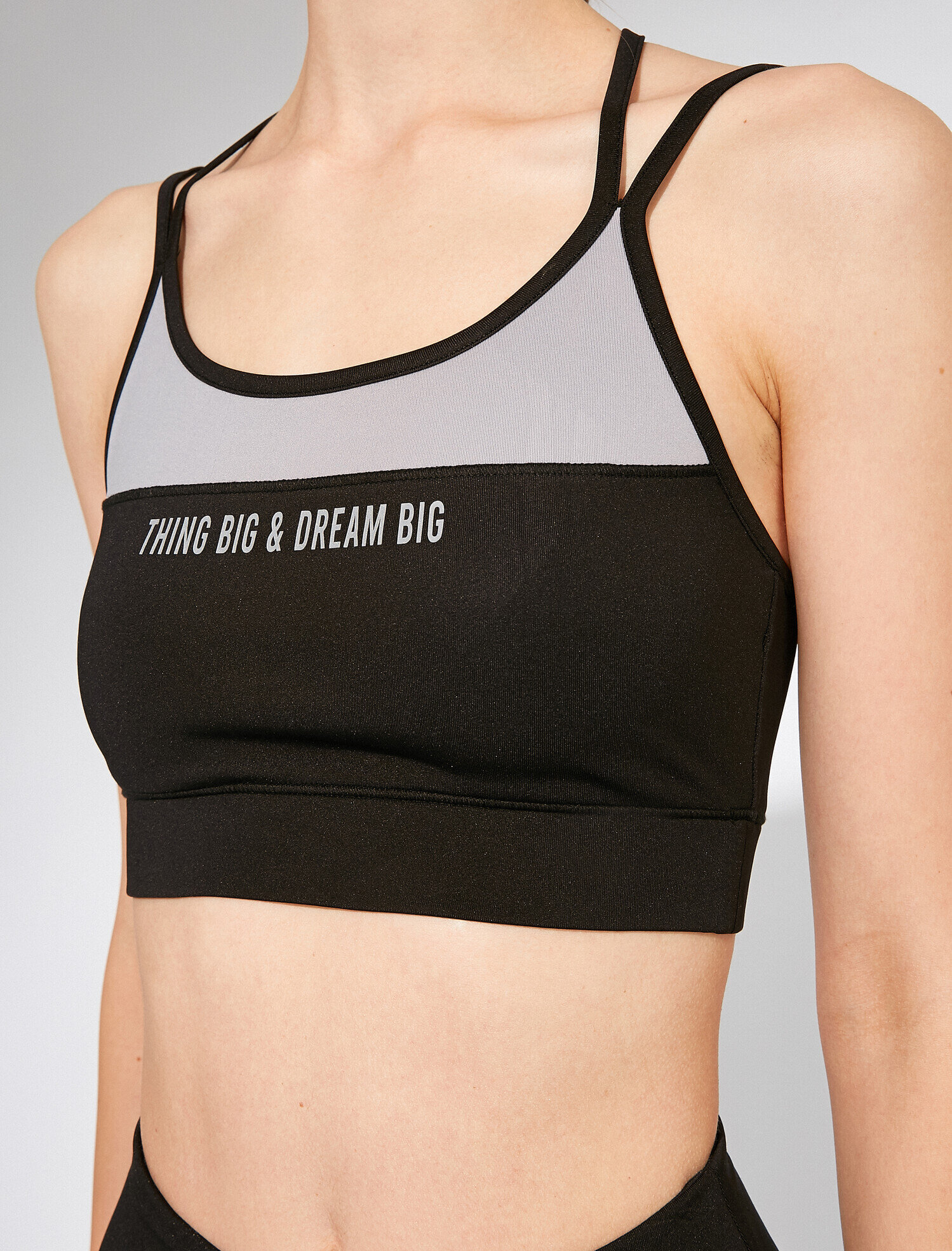   Slogan Baskılı Sporcu Sütyeni