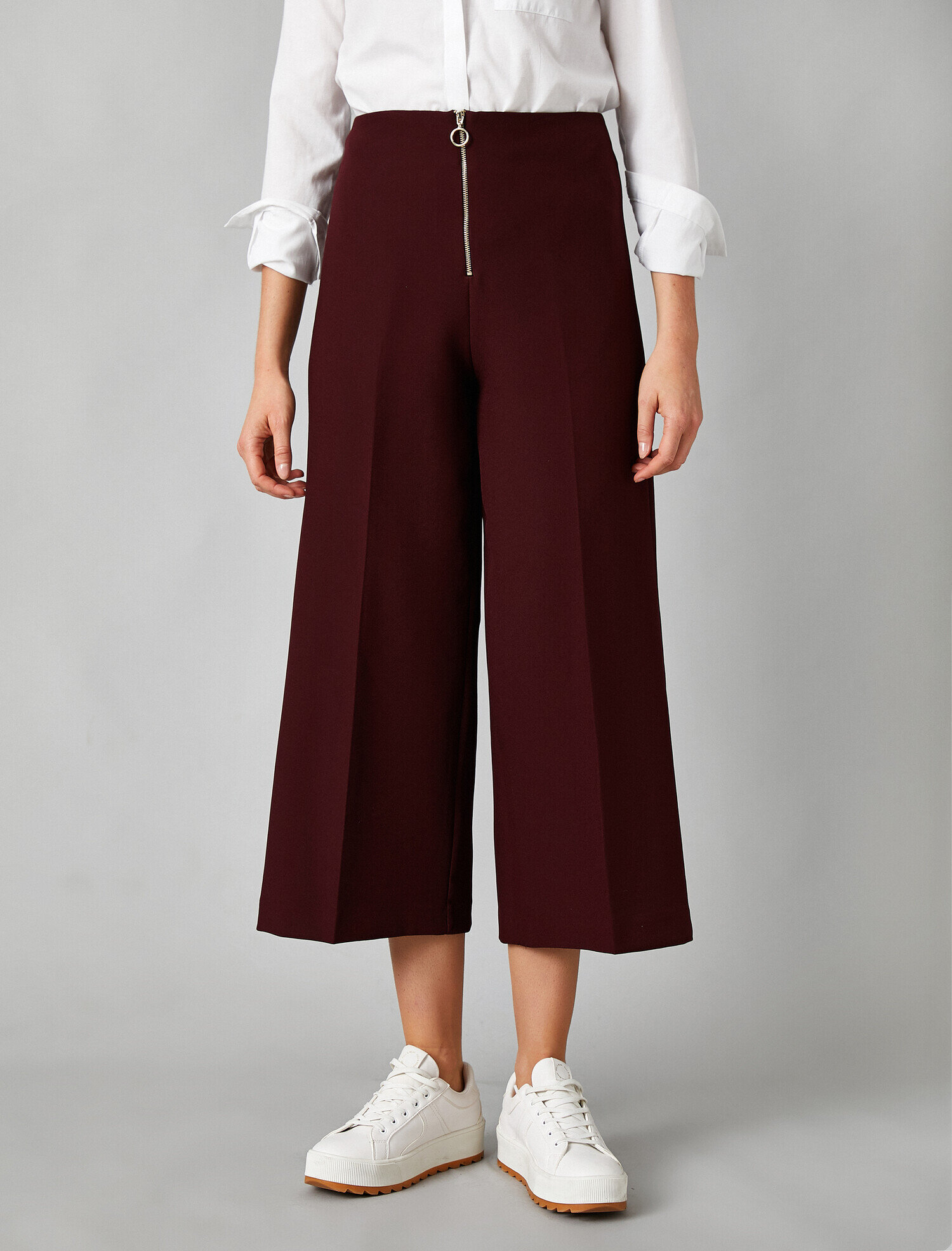   Fermuarlı Crop Pantolon