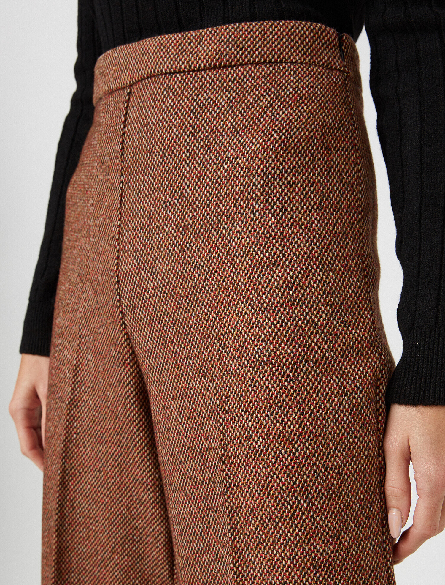   Ekose Geniş Paça Crop Pantolon