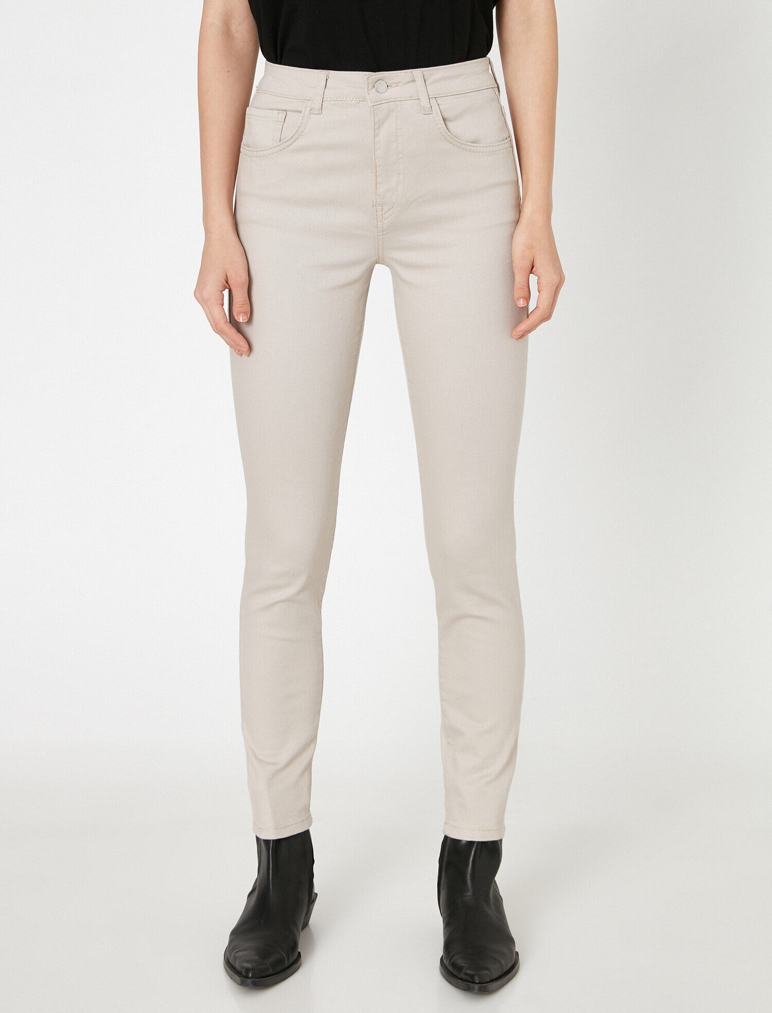   Dar Paça Kot Pantolon Dar Kesim Yüksek Bel