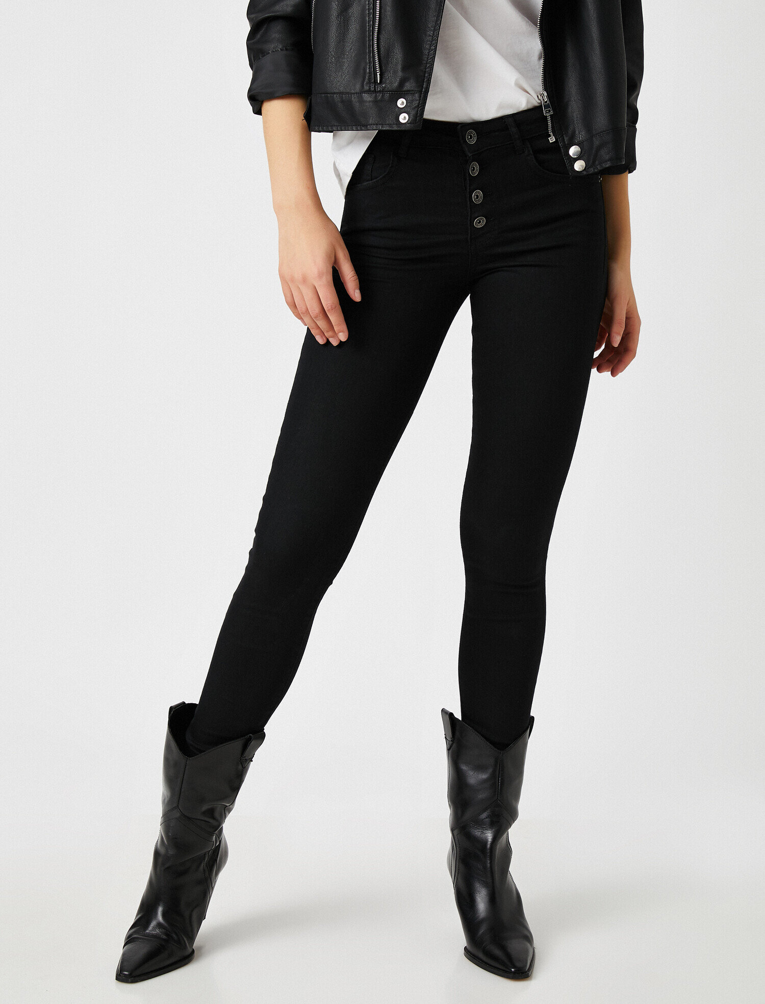   Pamuklu Slim Fit Carmen Jean Pantolon- Yüksek Bel Dar Kesim Dar Paça Pantolon