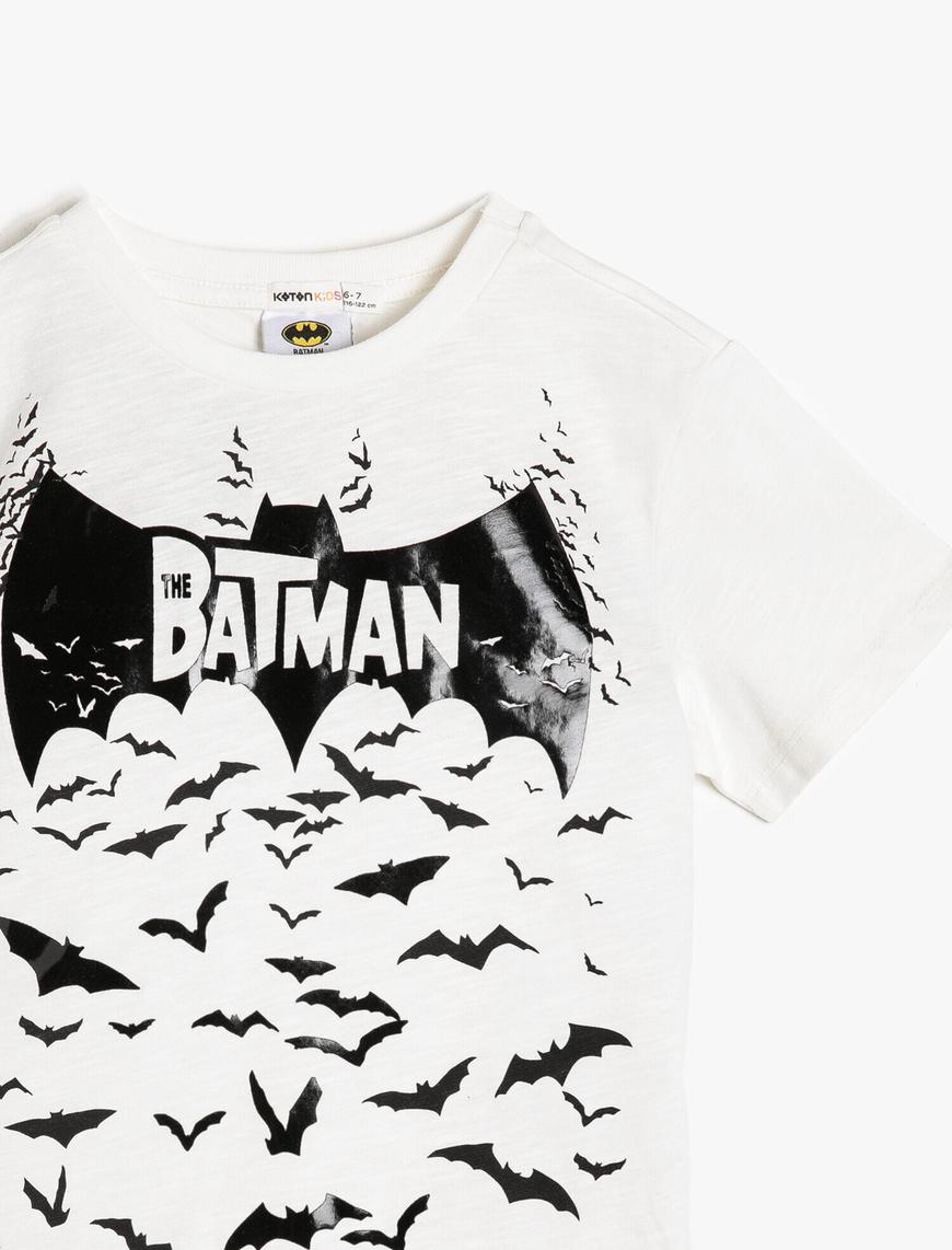  Erkek Çocuk Batman Baskılı Lisanslı Tişört Kısa Kollu