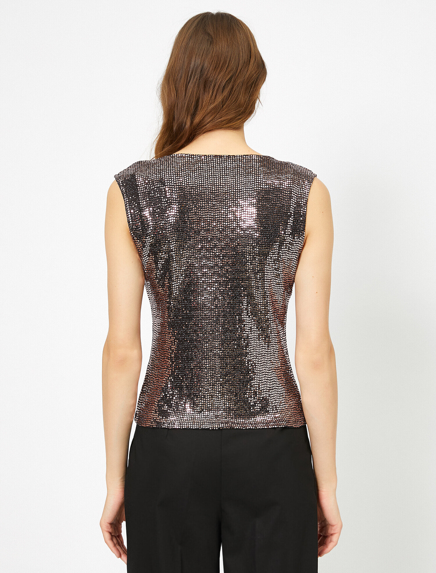   Pullu V Yaka Kolsuz Abiye Bluz