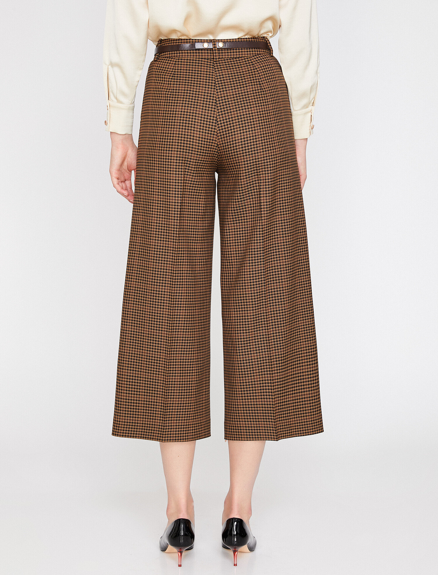   Ekoseli Geniş Paça Pantolon