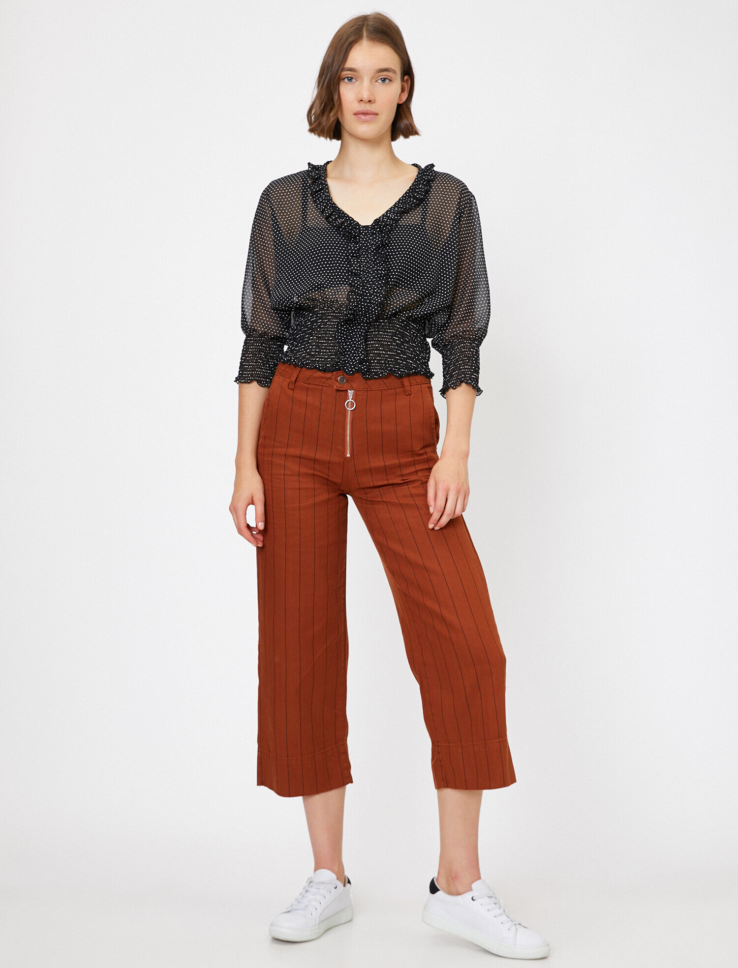   Kot Pantolon Geniş Paça Yüksek Bel Rahat Kesim