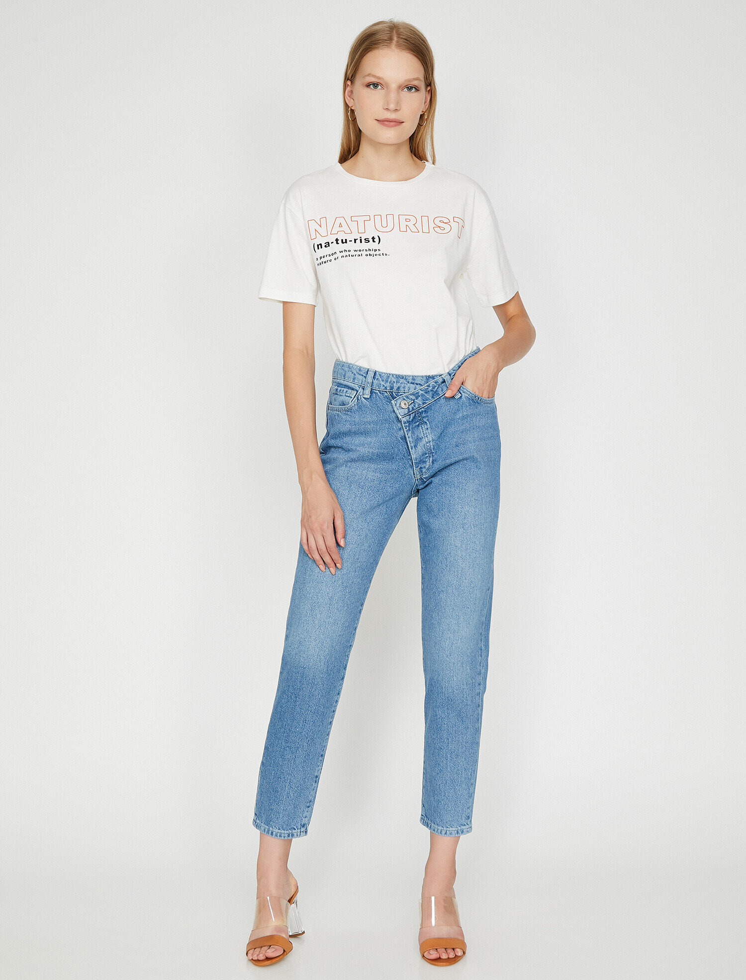   Mom Jean - Yüksek Bel Rahat Kesim Dar Paça Pantolon