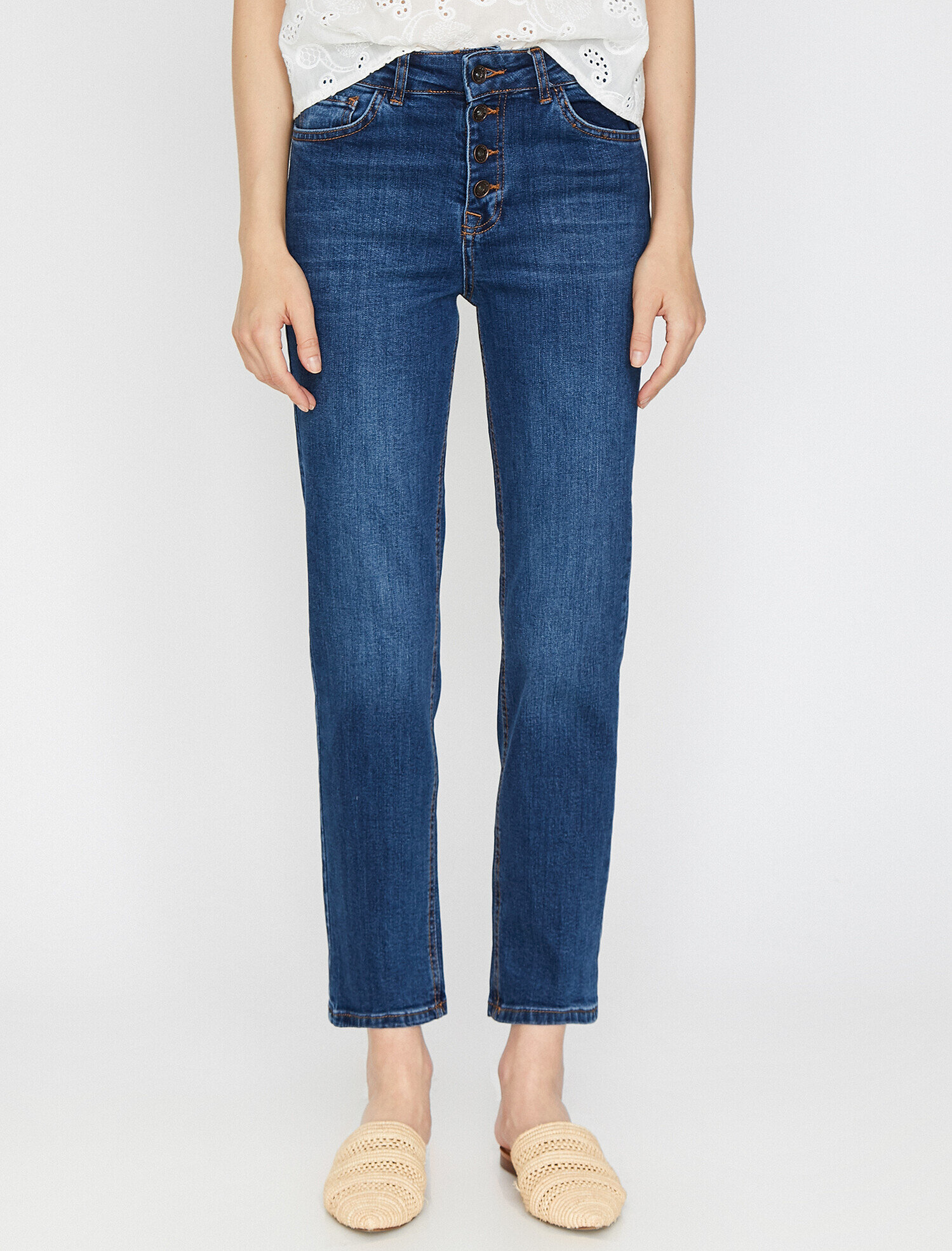   Eve Slim Jean - Yüksek Bel Normal Kesim Hafif Düz Paça Straight Jean Pantolon