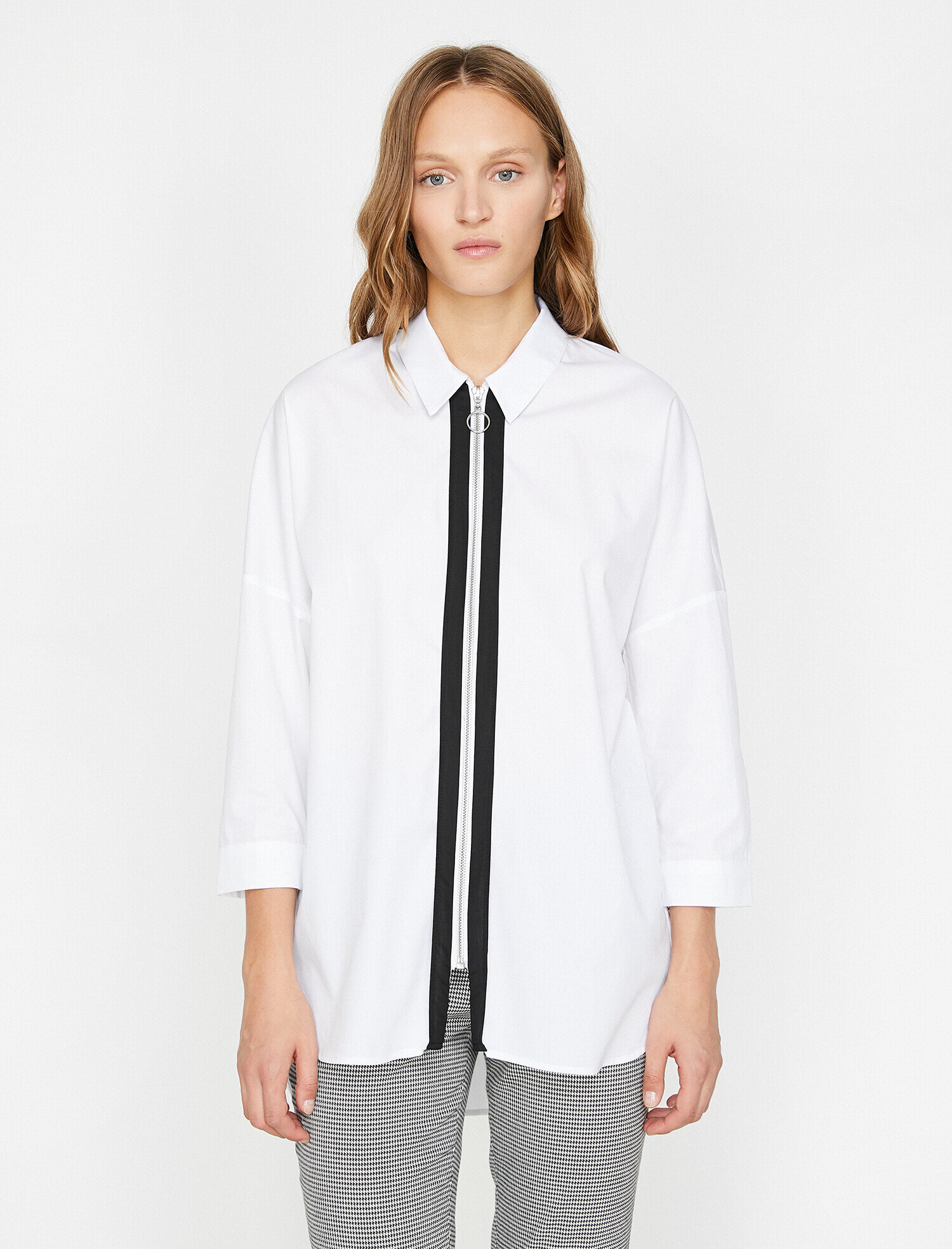   Fermuar Detaylı Gömlek