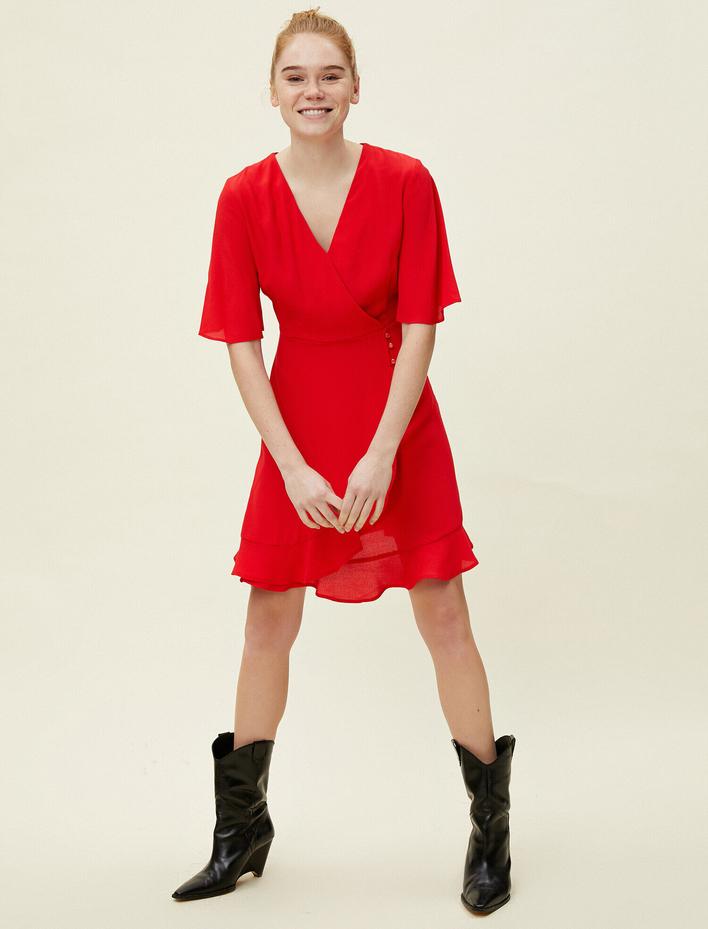  Fırfır Detaylı Elbise