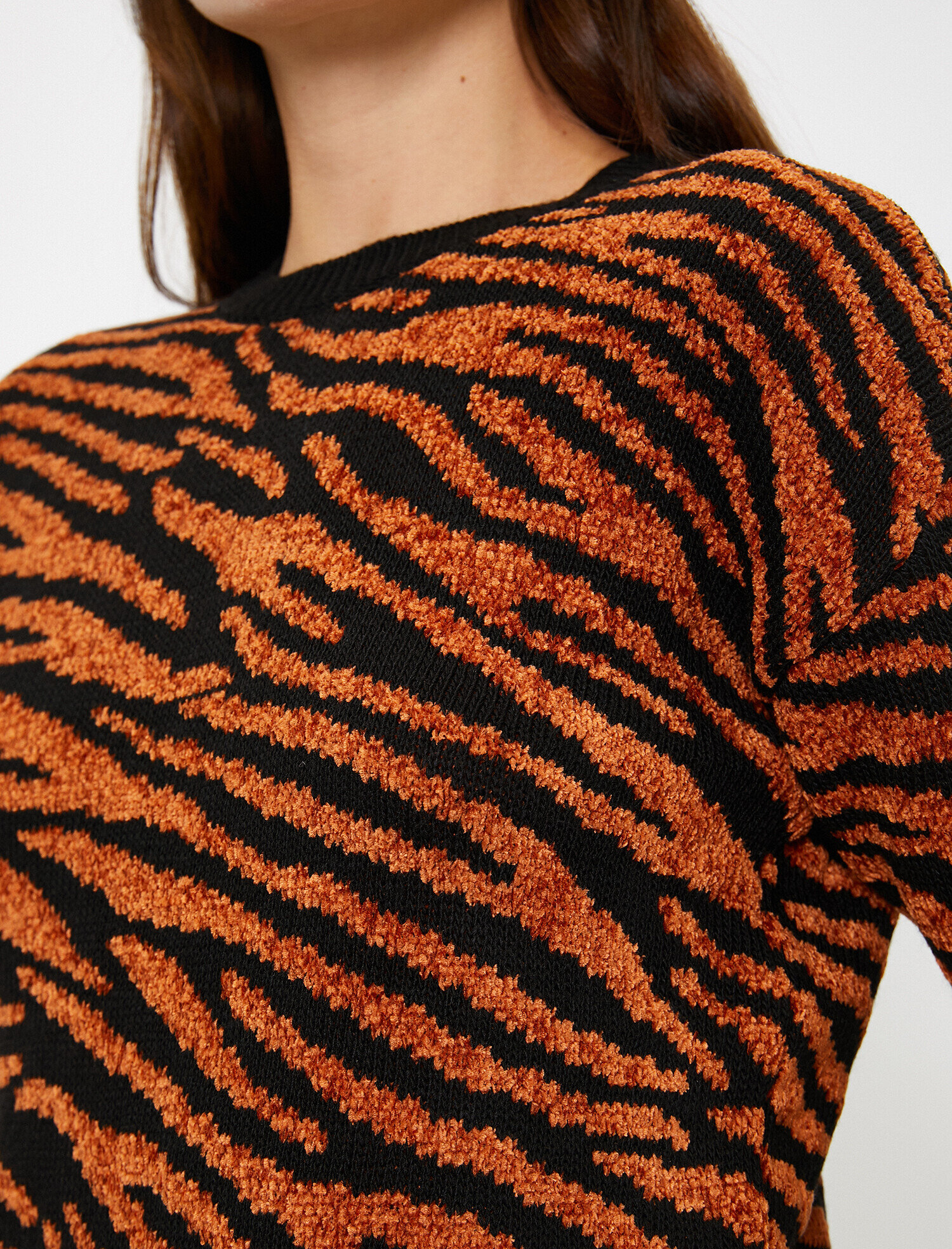   Zebra Desenli Triko Kazak