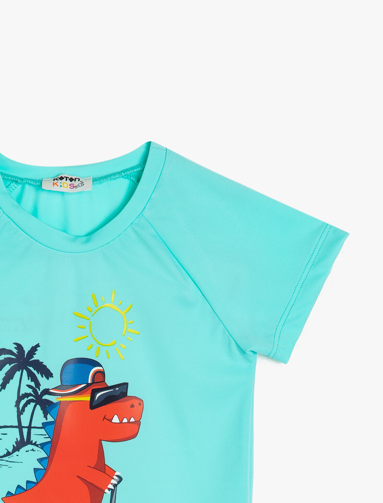  Erkek Çocuk Mayo Tişört Kısa Kollu Bisiklet Yaka Dinozor Baskılı