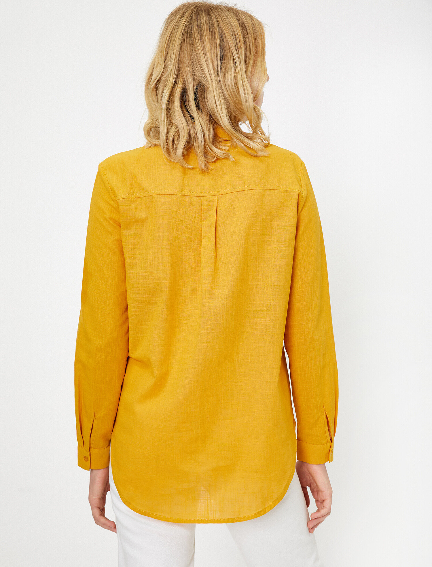   Cep Detaylı Keten Gömlek