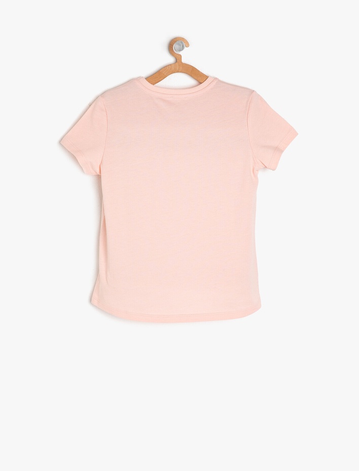 Kız Çocuk Yumuşak Pamuklu Bisiklet Yaka Kısa Kollu Tişört