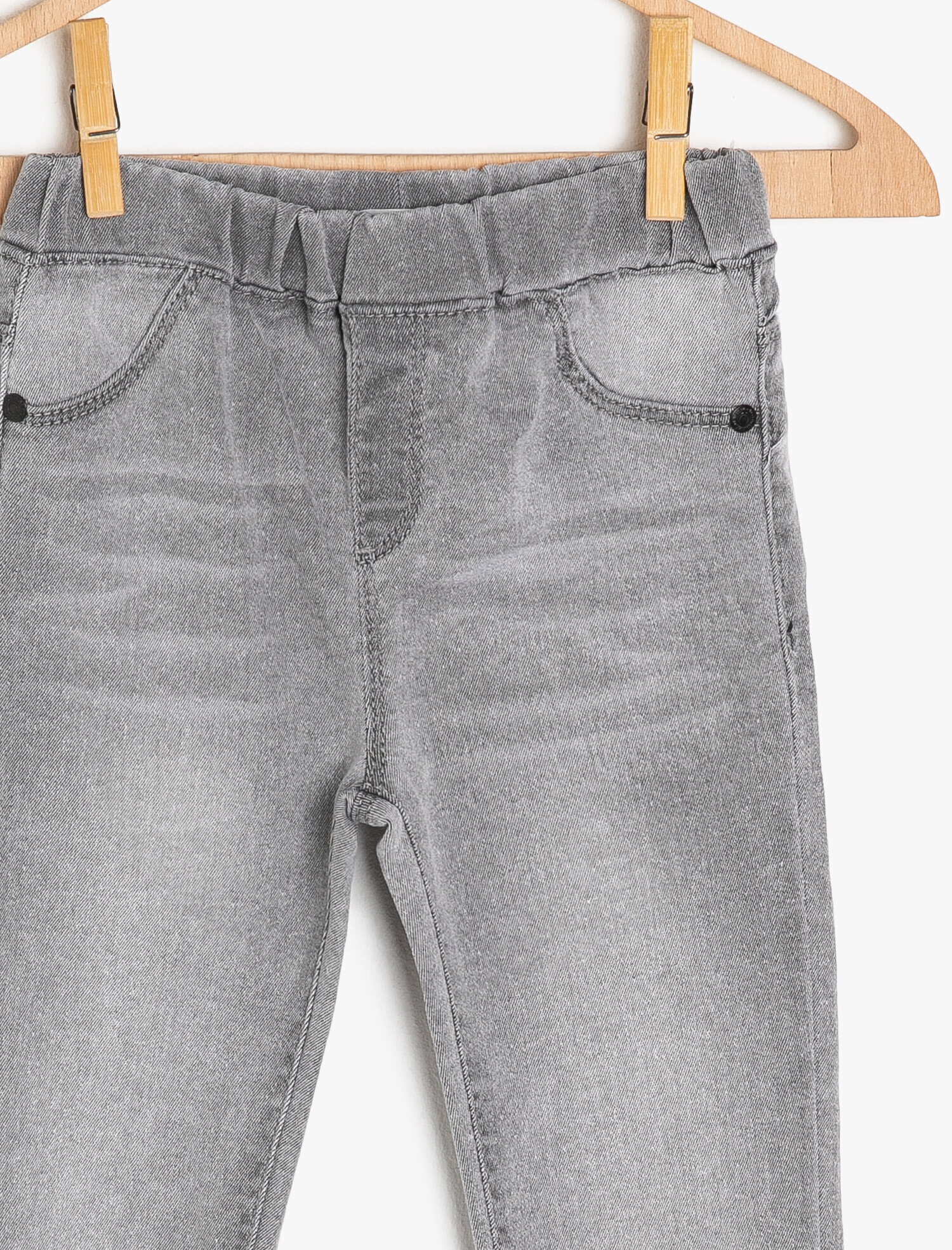  Kız Çocuk Tayt Kot Pantolon Görünümlü Beli Lastikli