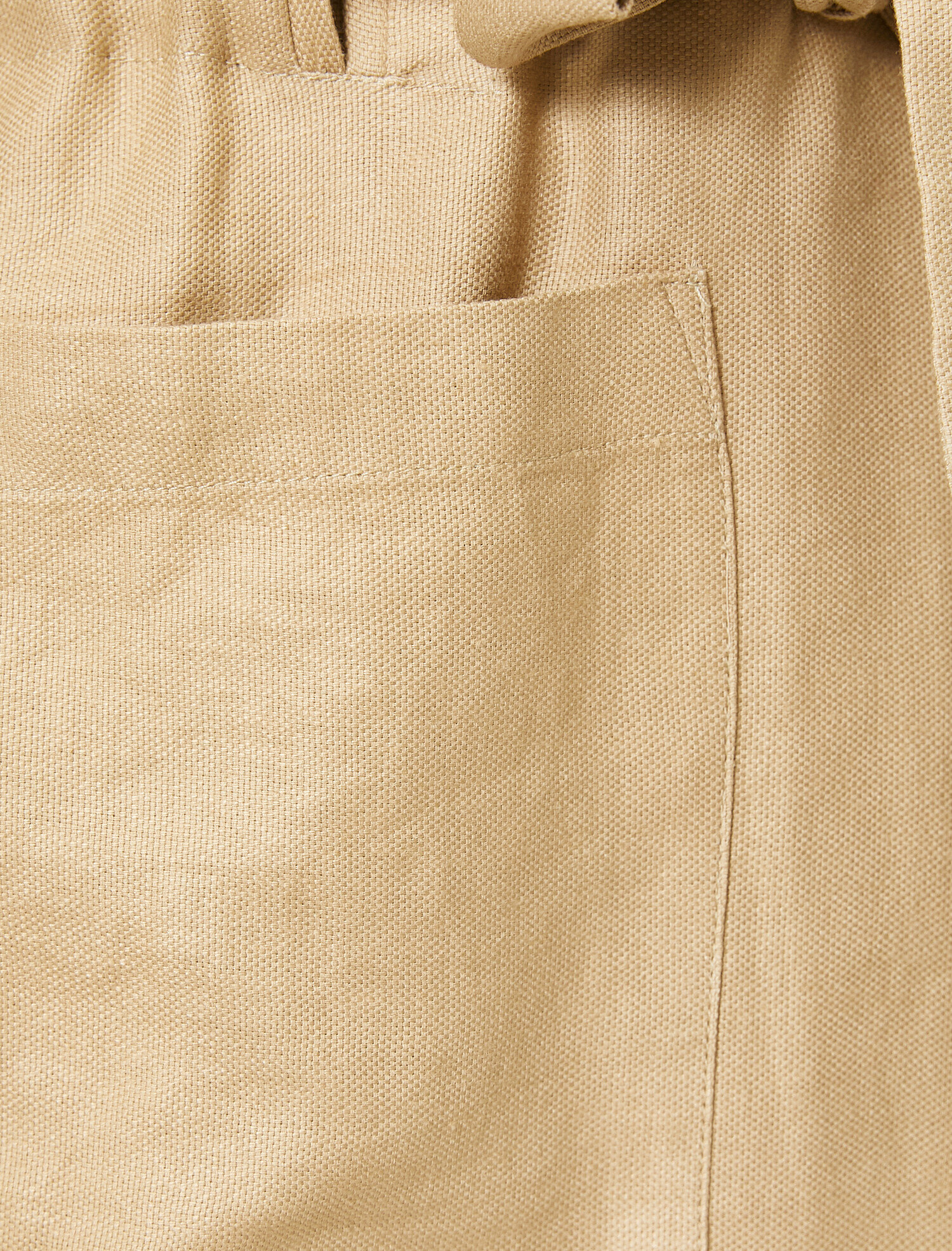   Cep Detaylı Beli Bağlamalı Trençkot Keten Karışımlı