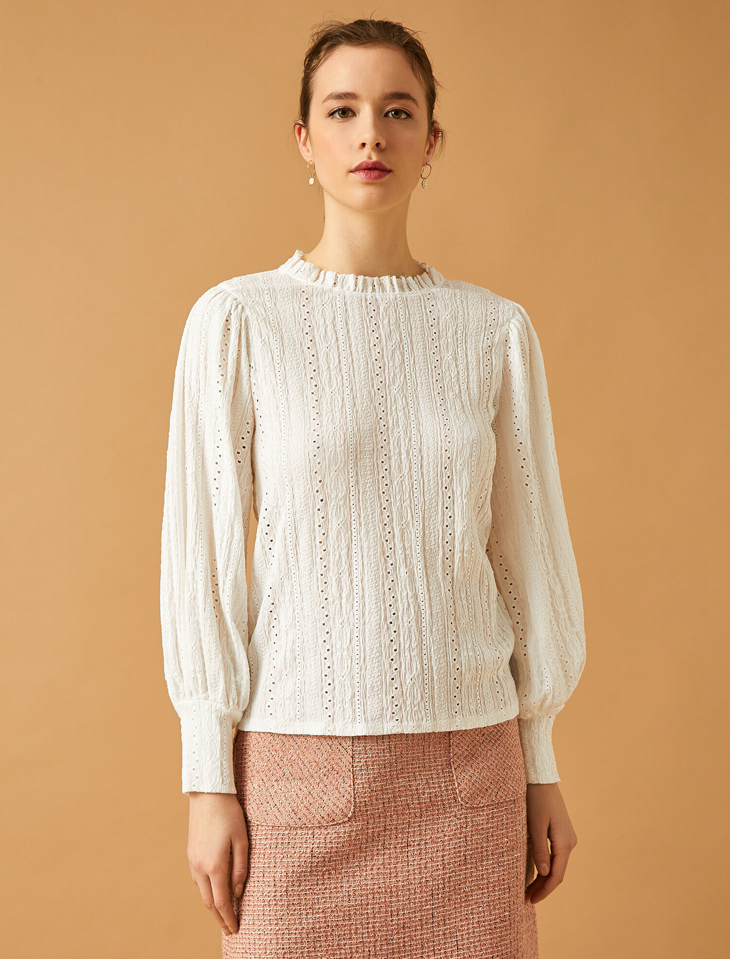   Uzun Kollu Tişört Fisto Yaka Detaylı