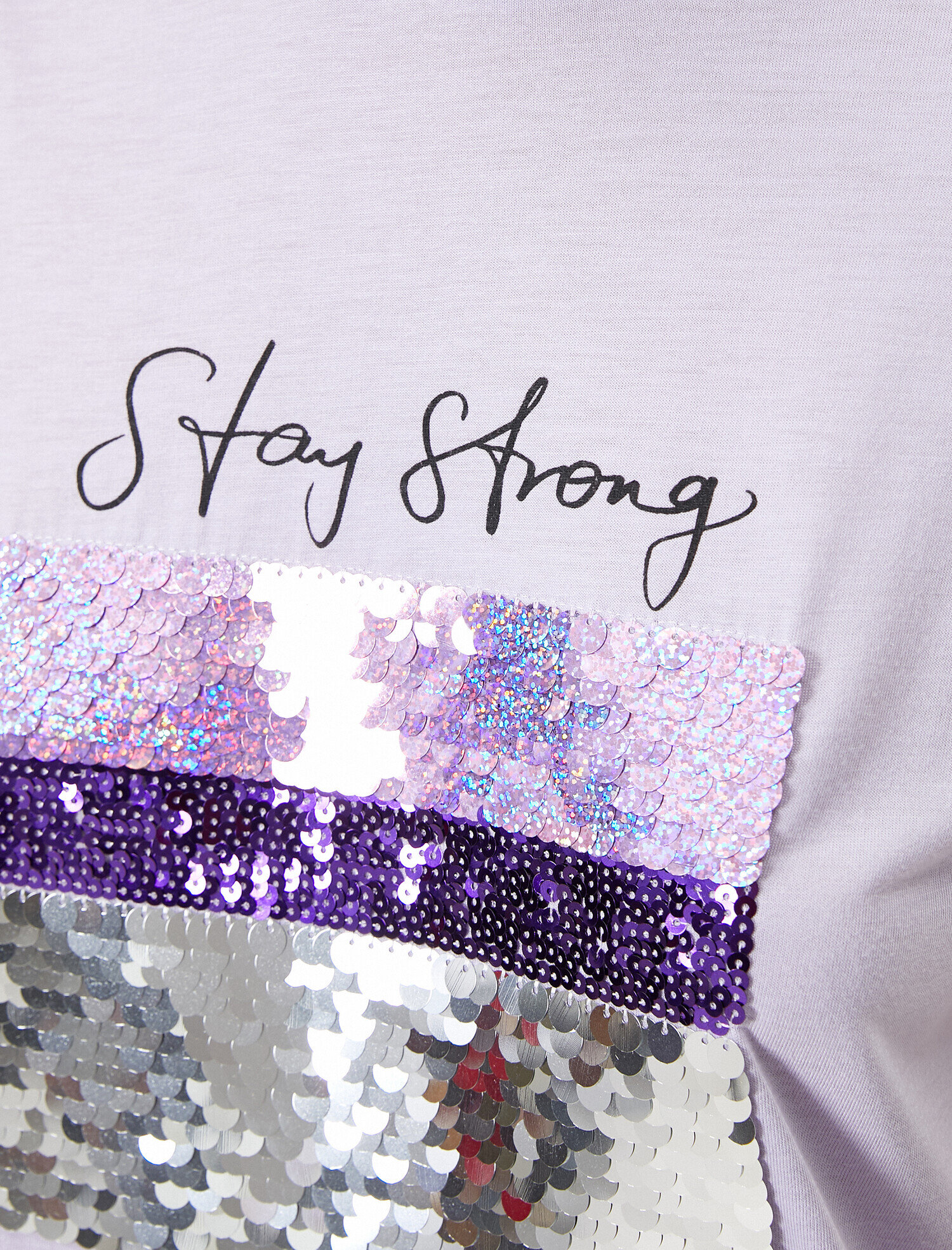   Pul Payet Slogan Detaylı Bisiklet Yaka Tişört