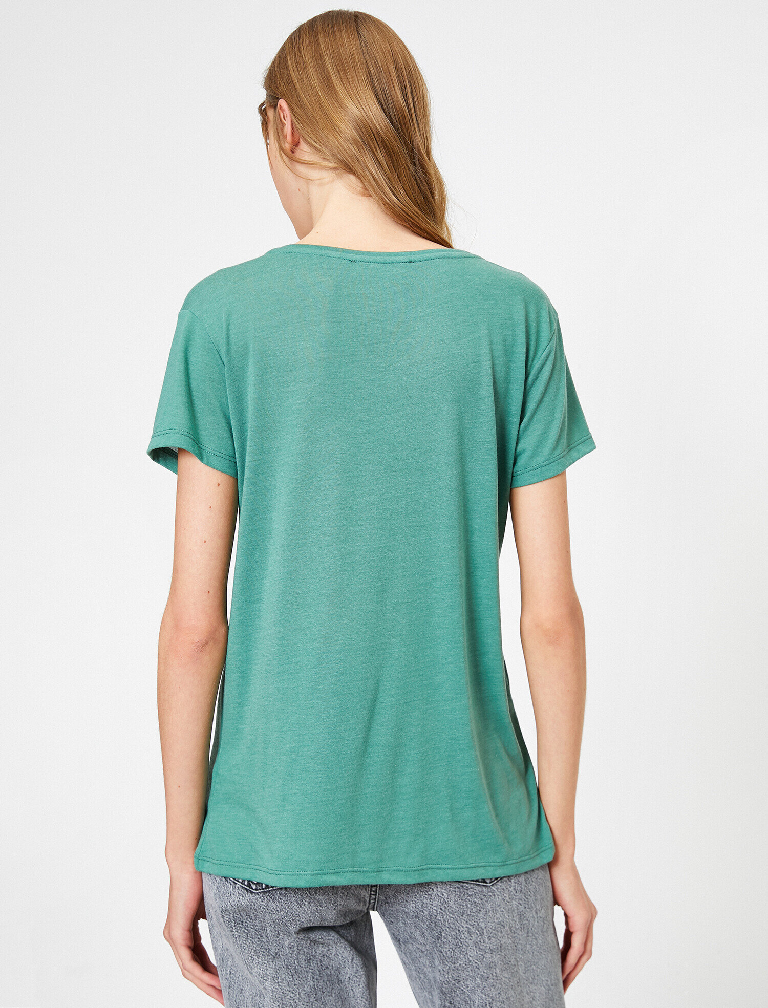   Leopar Baskı Detaylı Standart Kalıp Bisiklet Yaka Tişört