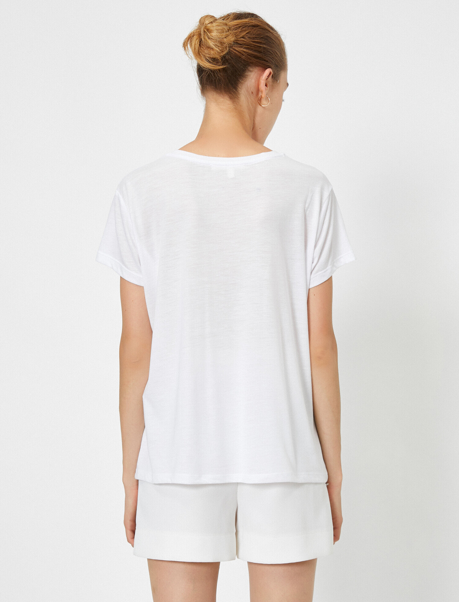   Bisiklet Yaka Yazılı Baskılı Pullu Kısa Kollu Tişört