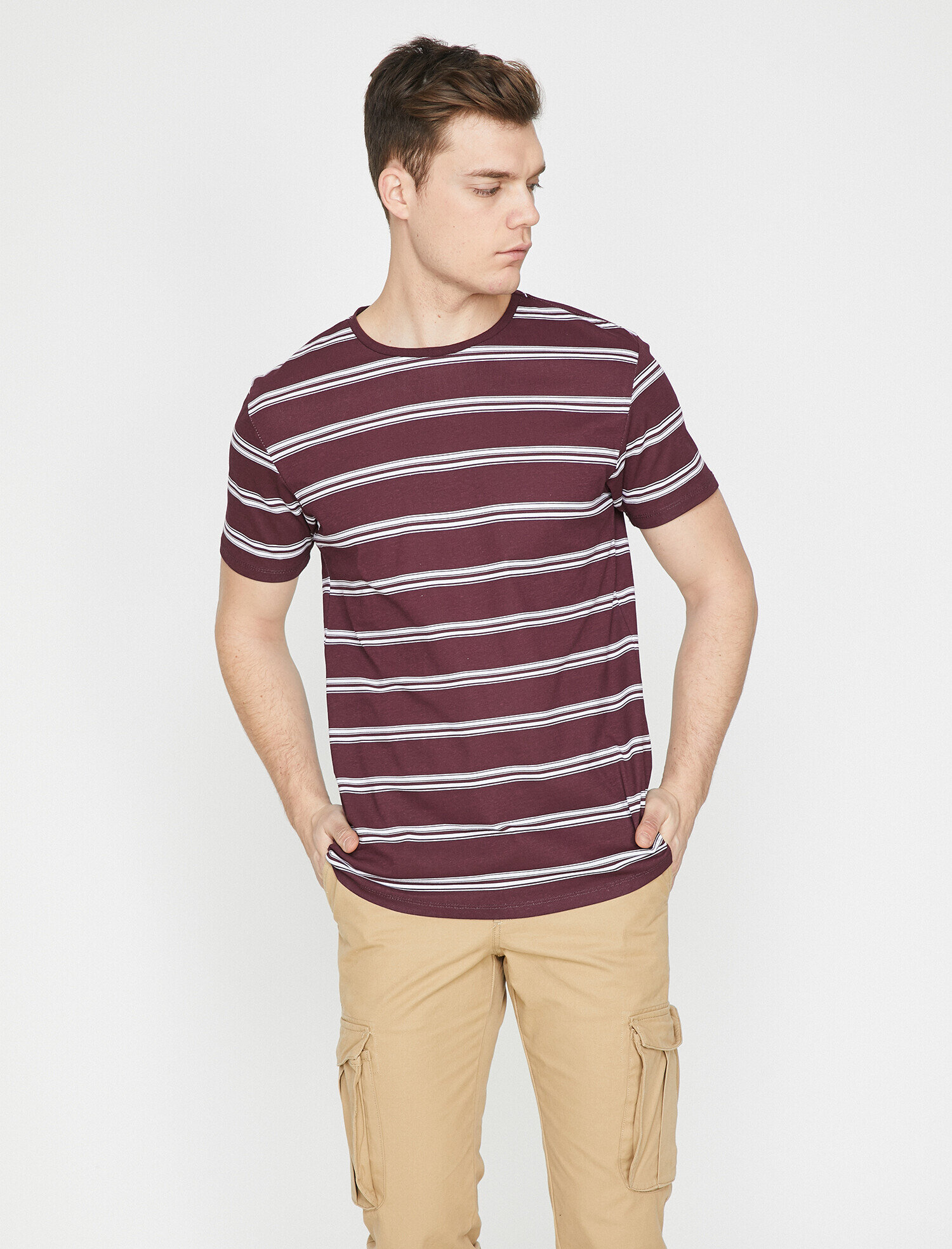   Çizgili Tişört Kısa Kollu