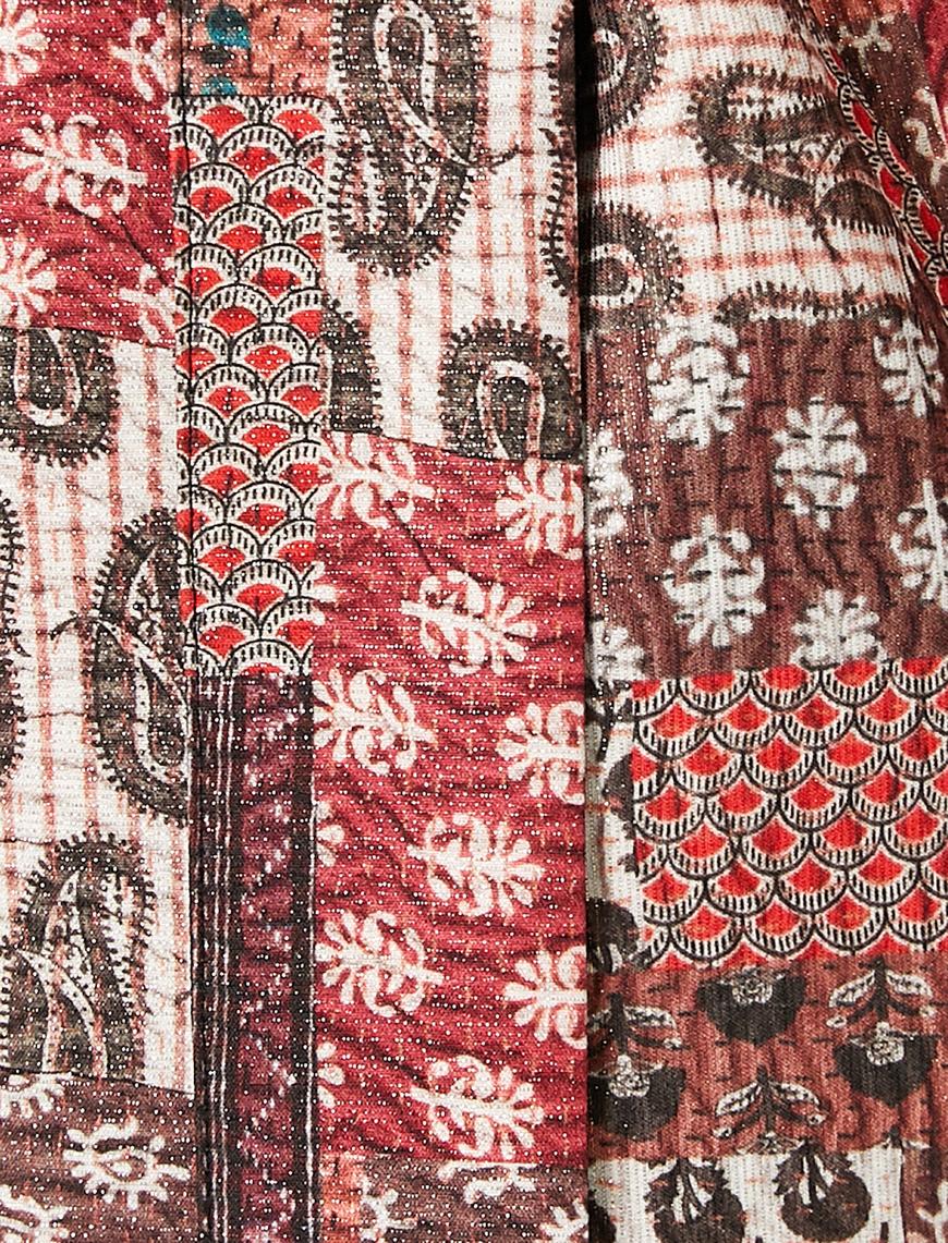   V Yaka Uzun Kollu Cep Detaylı Beli Bağlamalı Kimono