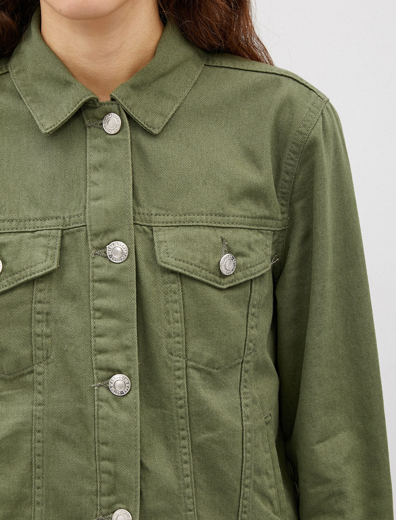   Düğme Detaylı Jean Ceket