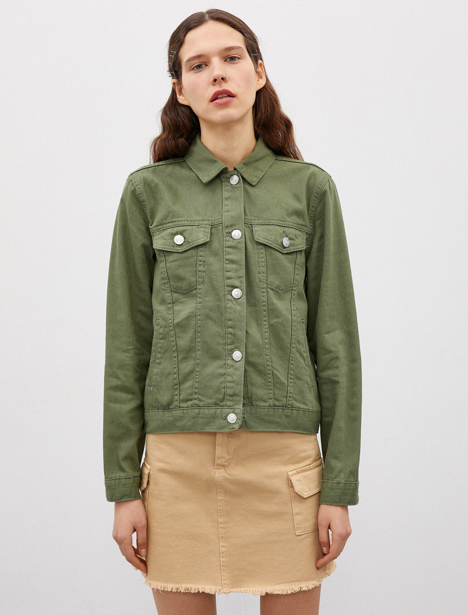   Düğme Detaylı Jean Ceket