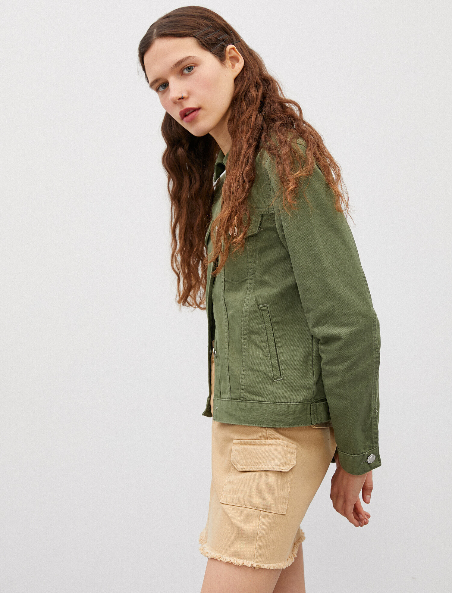   Düğme Detaylı Jean Ceket