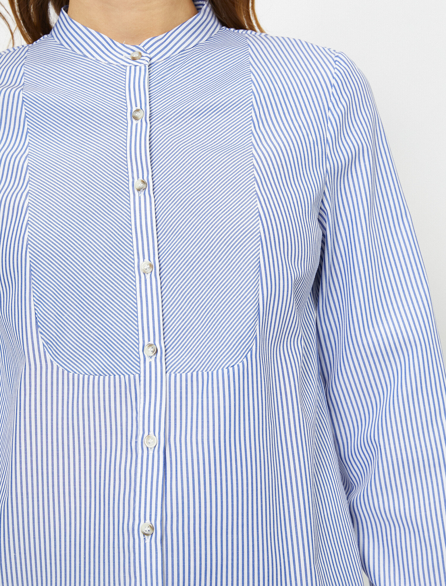 Çizgili Dik Yaka Gömlek