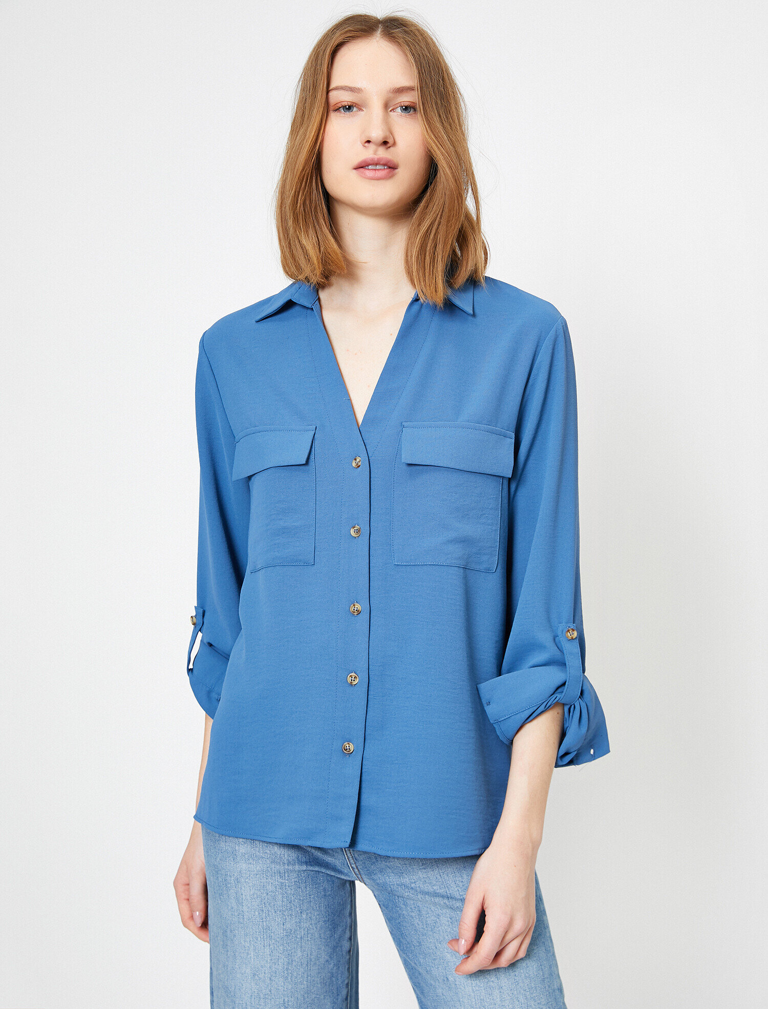   Cep Detaylı Uzun Kollu Gömlek