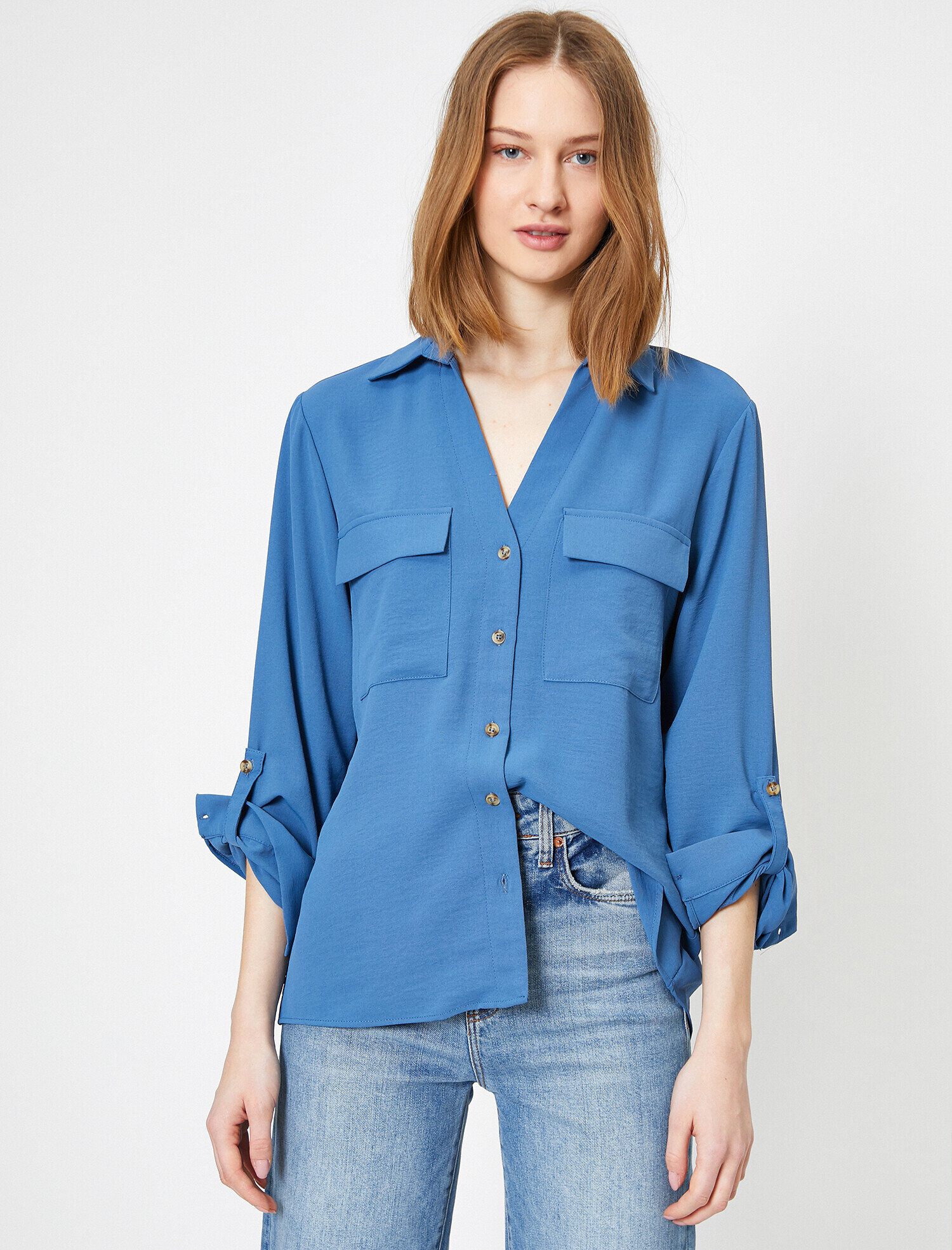   Cep Detaylı Uzun Kollu Gömlek