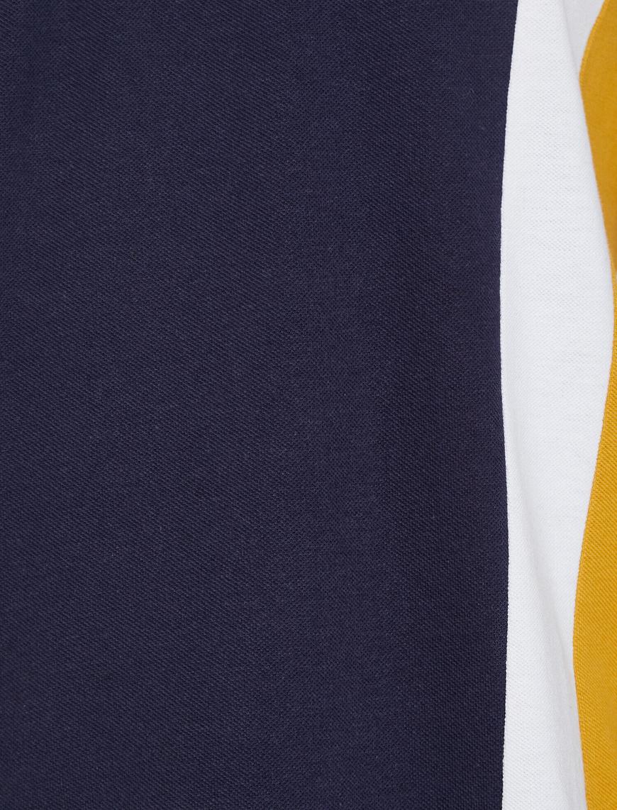   Polo Yaka Fermuar Detaylı Panelli Slim Fit Tişört