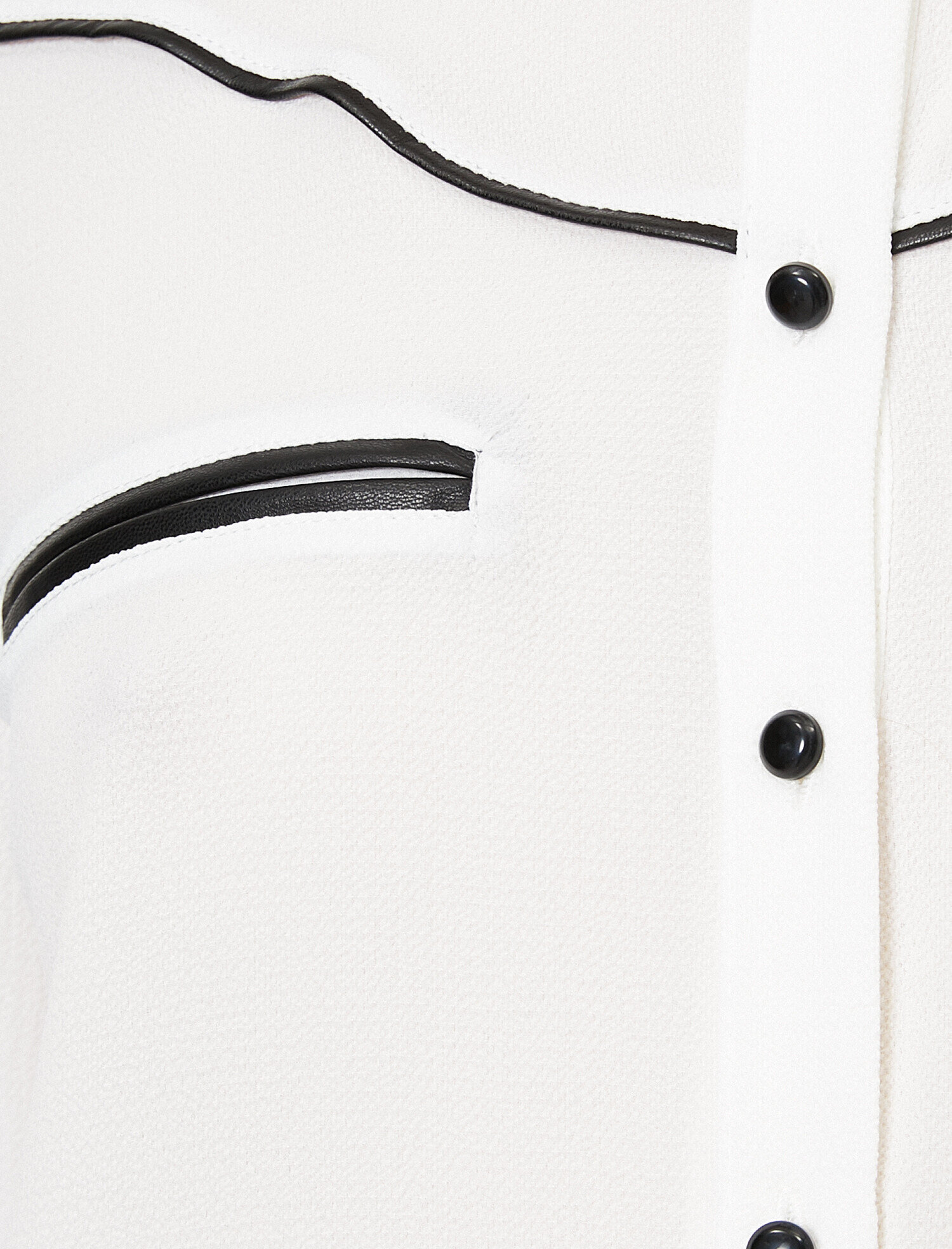   Suni Deri Detaylı Uzun Kollu Gömlek