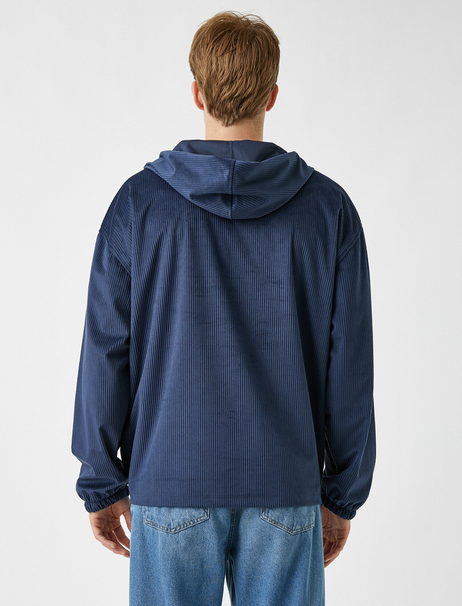   Fitilli Kadife Kapüşonlu Gömlek Sweatshirt