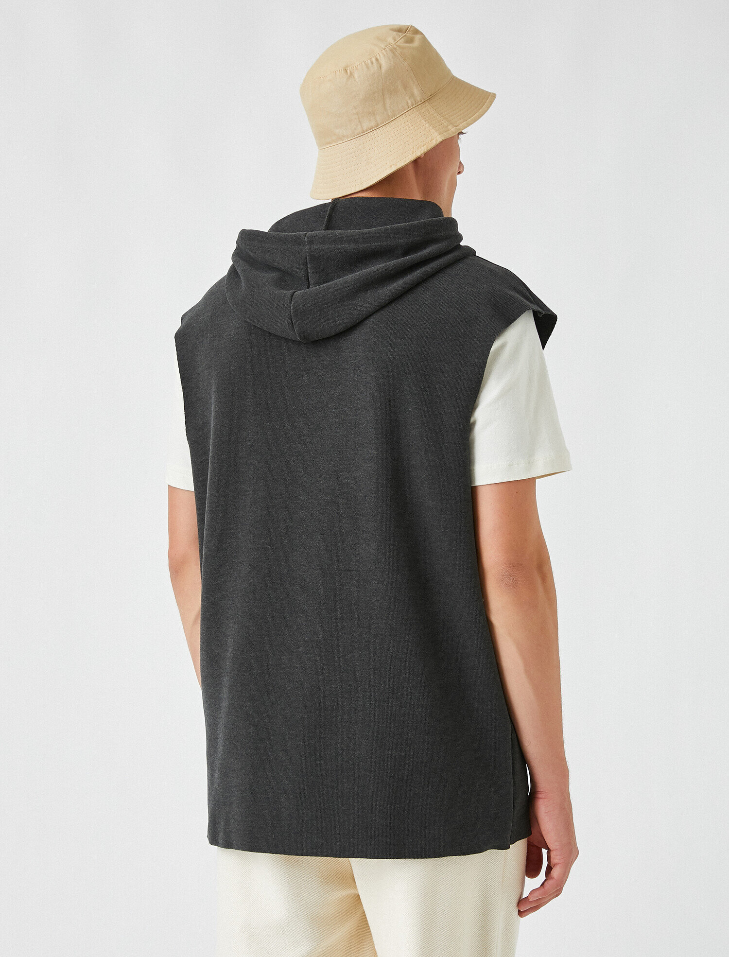 Kapüşonlu Basic Kolsuz Sweatshirt
