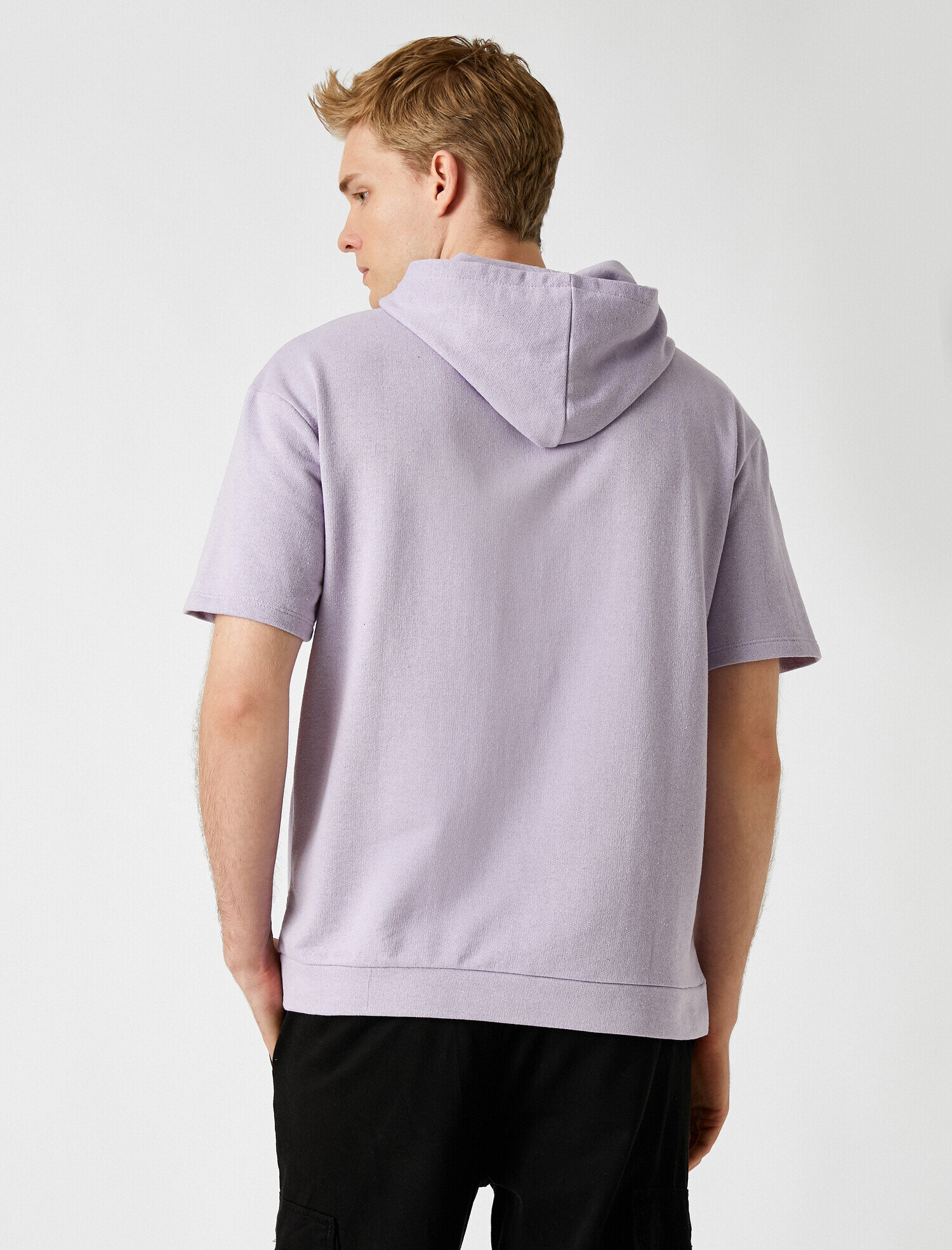   Kısa Kollu Baskılı Kapüşonlu Sweatshirt