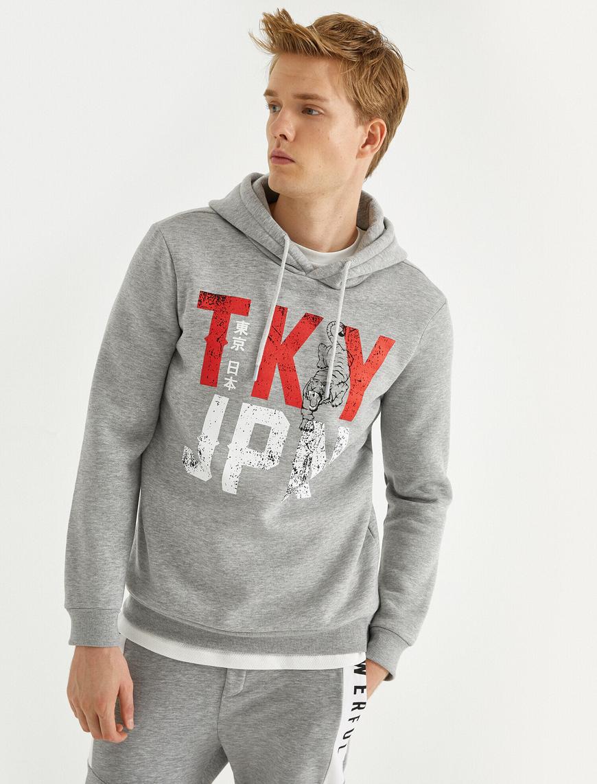   Baskılı Kapüşonlu Sweatshirt
