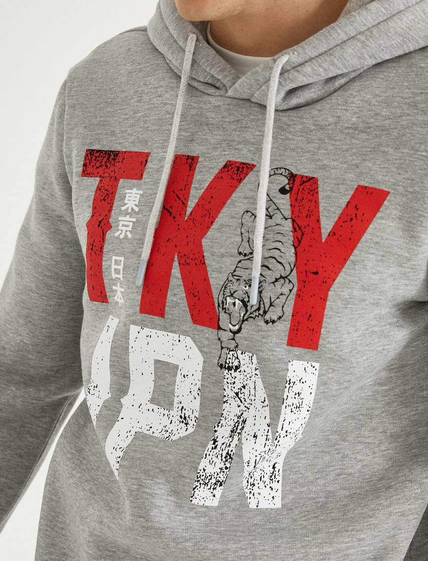   Baskılı Kapüşonlu Sweatshirt